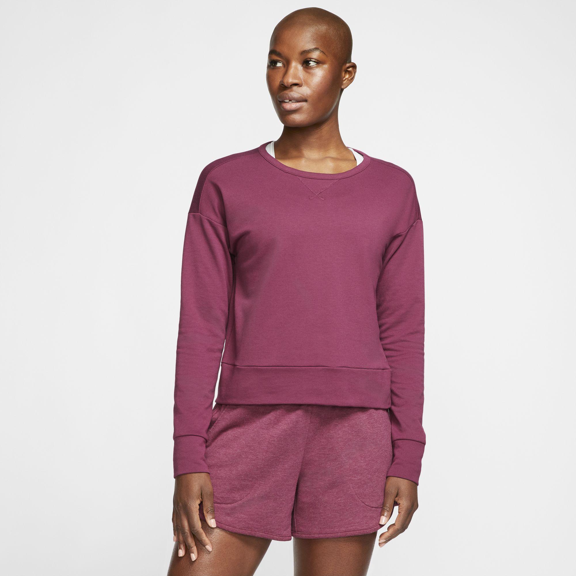 Nike Womens Yoga Long Sleeved Top - Crimson - Tennisnuts.com