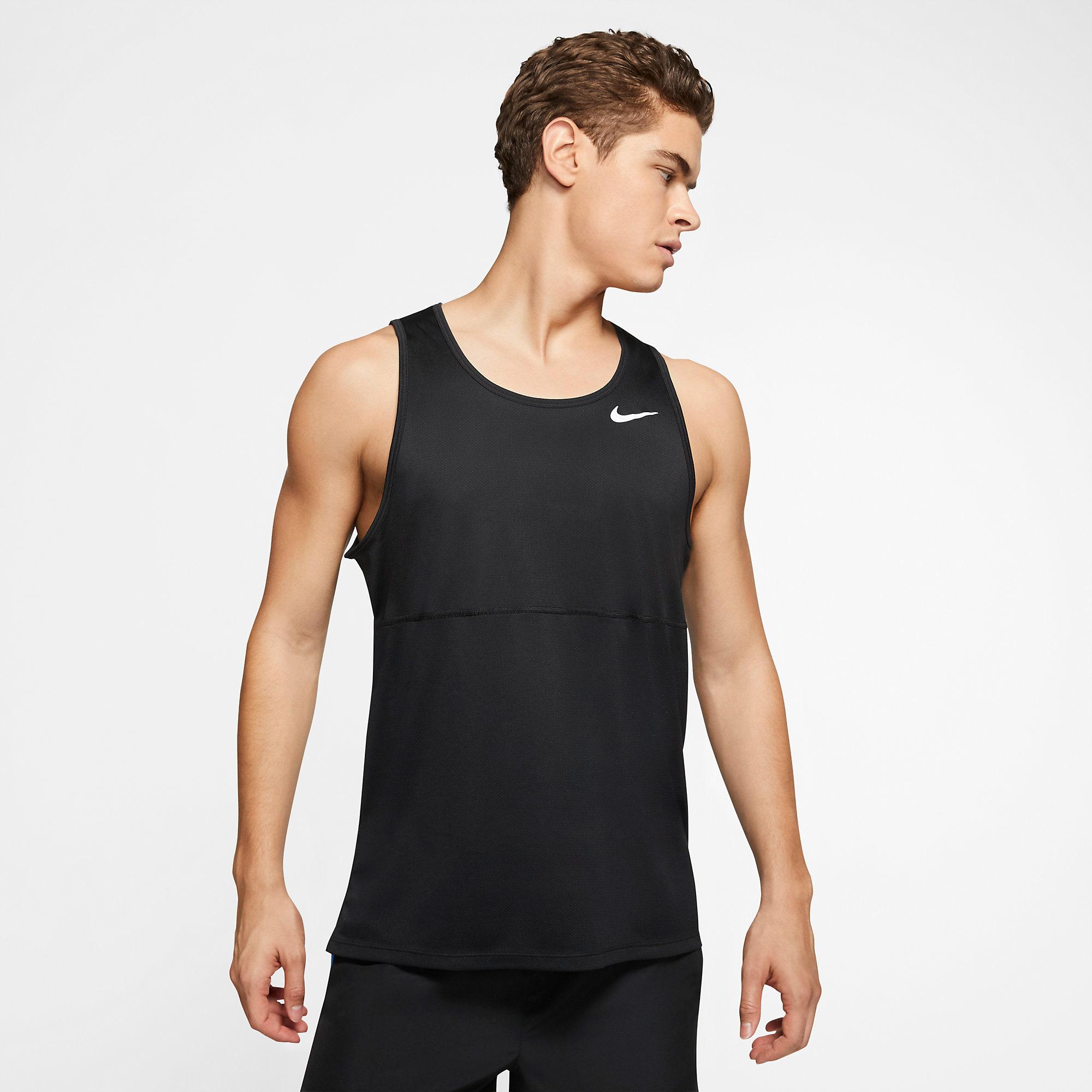 Nike Mens Breathe Run Tank - Black/Reflective Silver - Tennisnuts.com