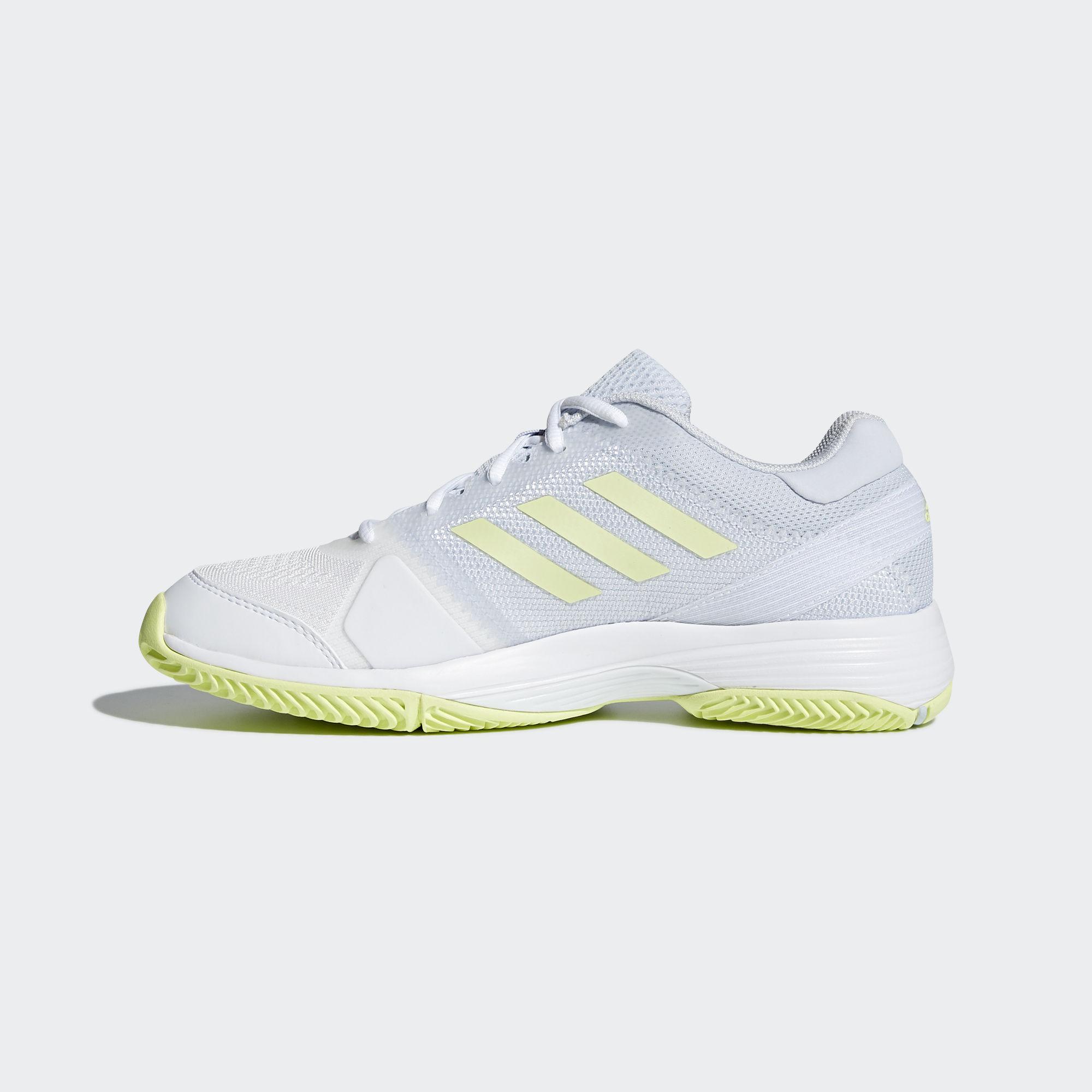 Adidas Womens Barricade Club Tennis Shoes White/Blue/Yellow