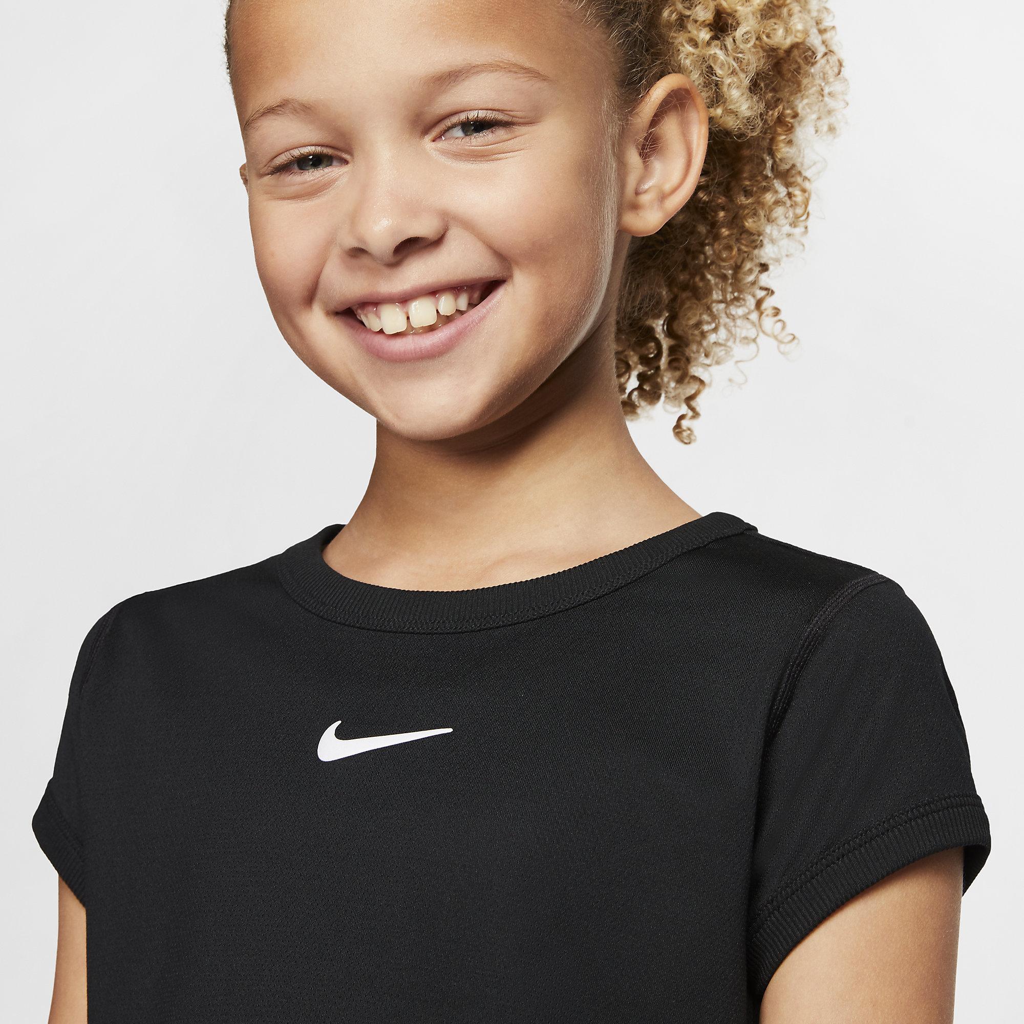Nike Girls Dri-FIT Top - Black/White - Tennisnuts.com