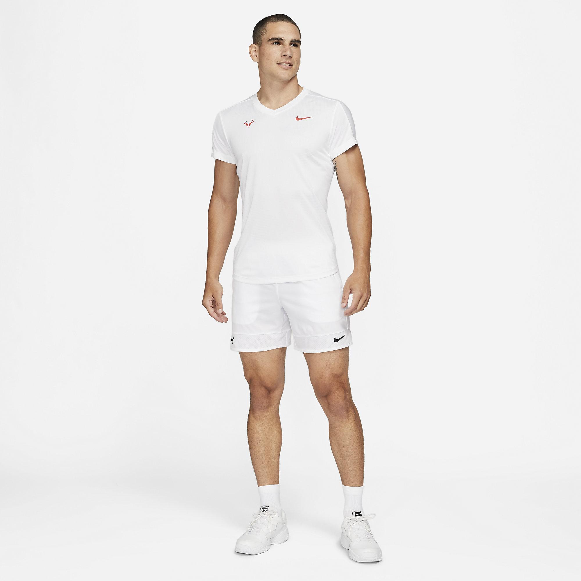 Nike Mens Rafa Challenger Tee - White/Red - Tennisnuts.com