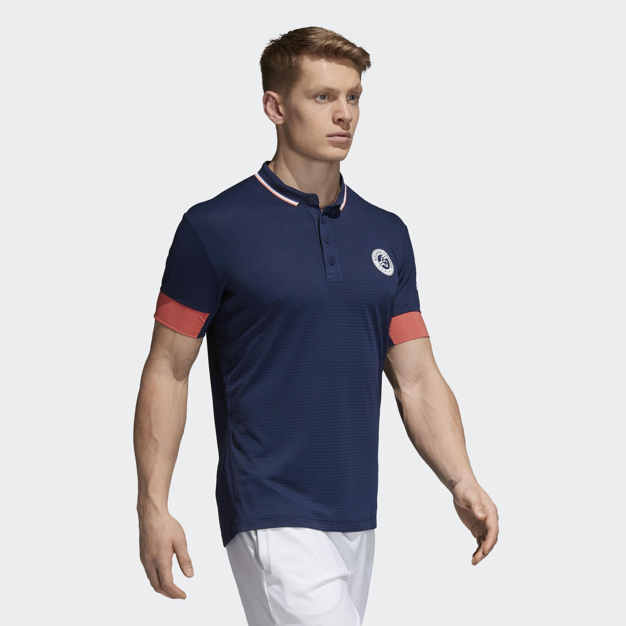Misión emulsión toda la vida Adidas Mens Roland Garros Climachill Polo Shirt - Navy - Tennisnuts.com
