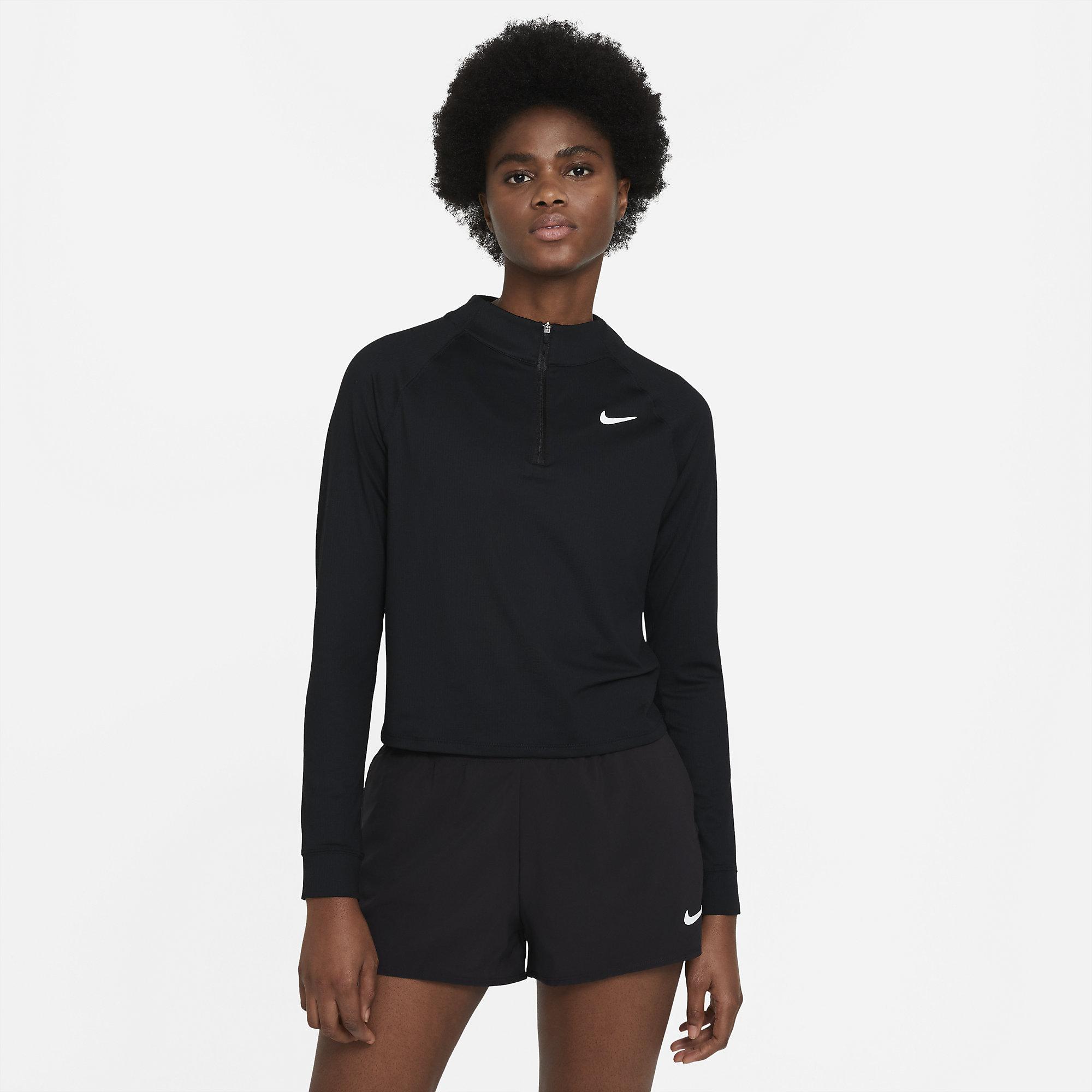 Nike Womens Victory Half Zip Tennis Top - Black - Tennisnuts.com