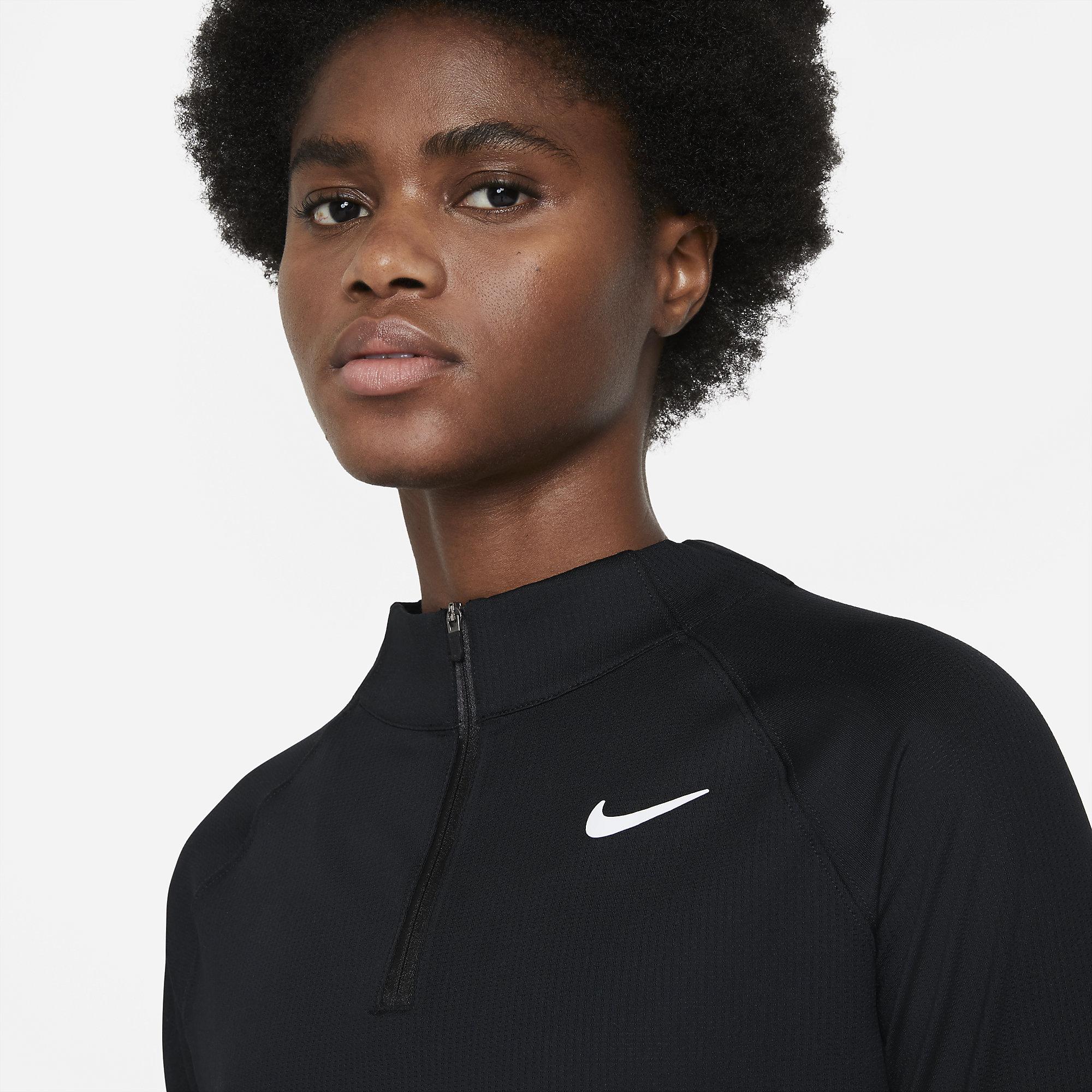 Nike Womens Victory Half Zip Tennis Top - Black - Tennisnuts.com