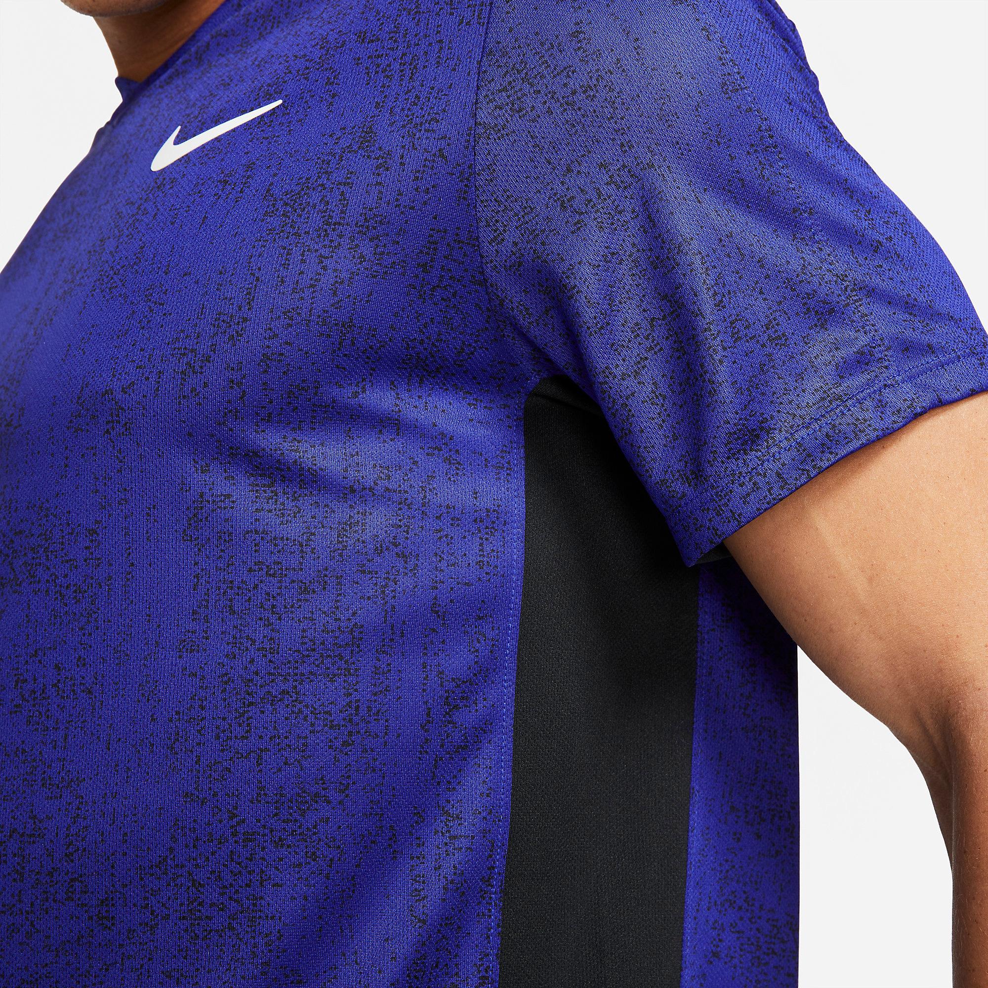 Nike Mens Dri-FIT Victory Printed Top - Blue/Black - Tennisnuts.com