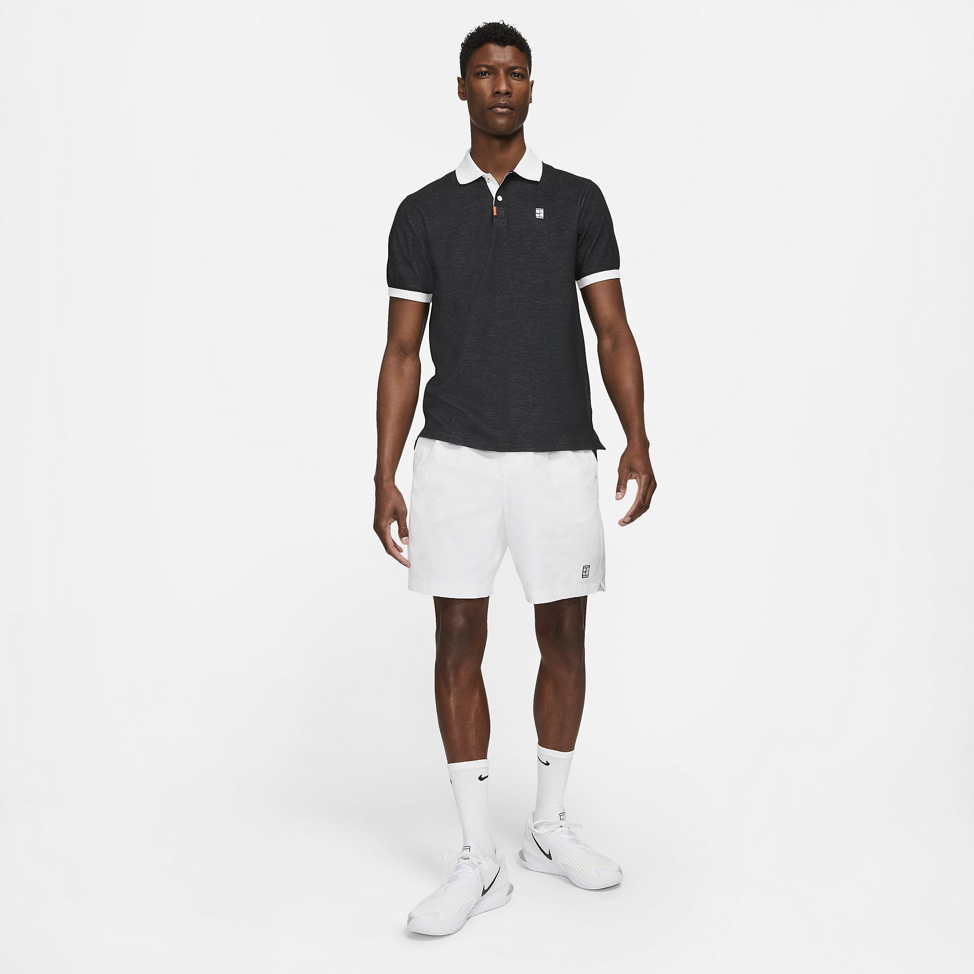 Nike Mens Slam Polo - Black/White - Tennisnuts.com