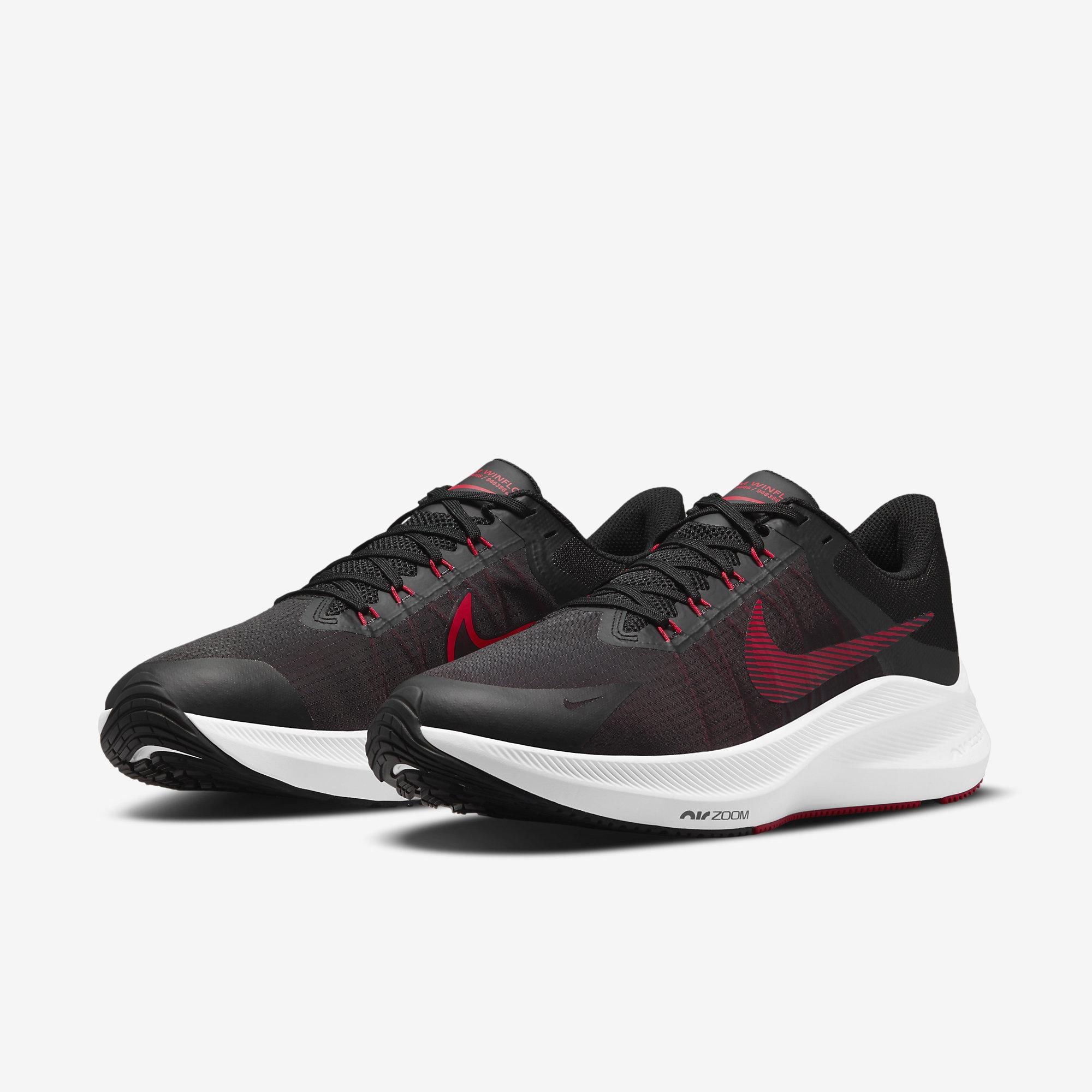 Nike Mens Air Zoom Winflo 8 Running Shoes - Black/Red - Tennisnuts.com