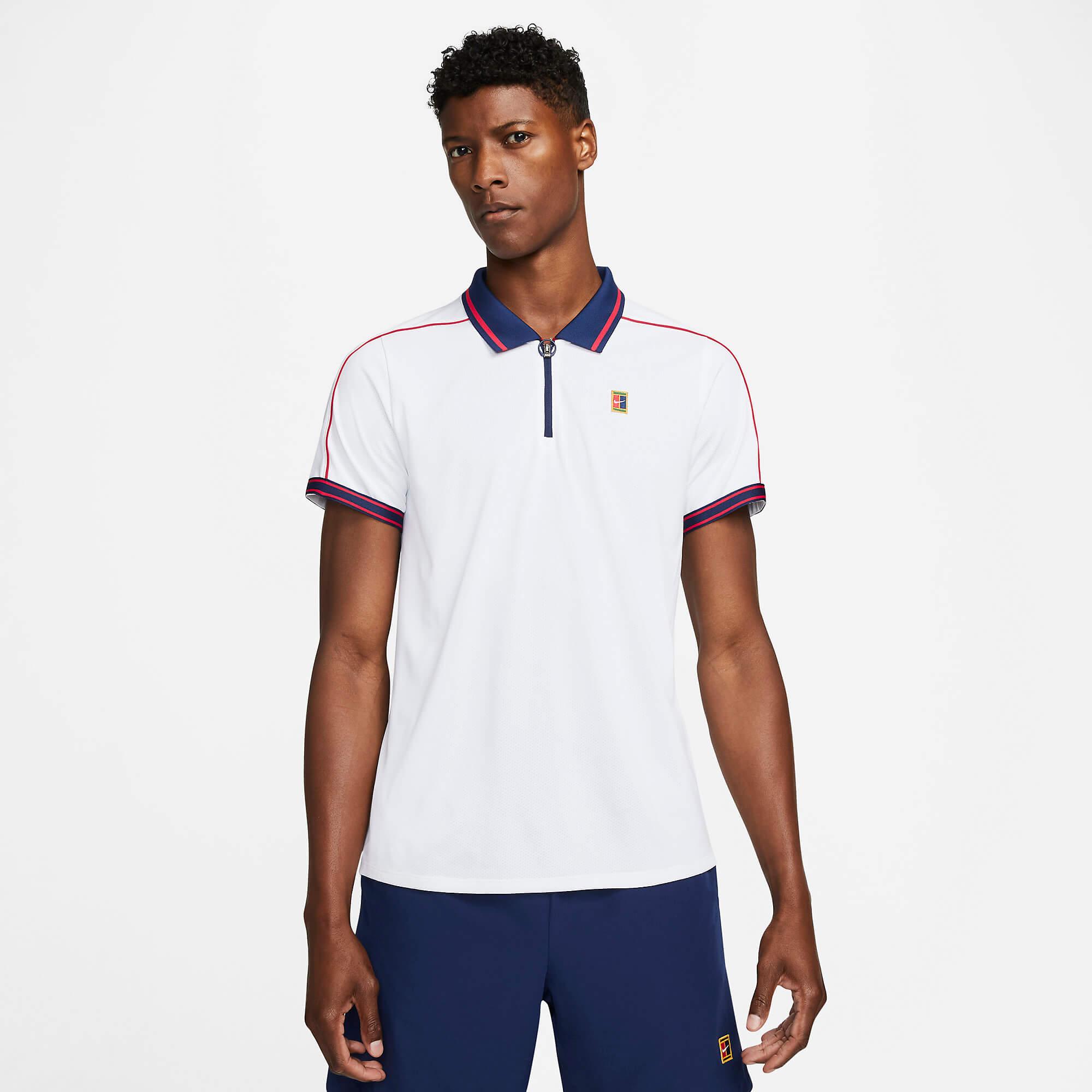 Nike Mens Dri-FIT ADV Slam Tennis Polo - White/Blue/Red - Tennisnuts.com