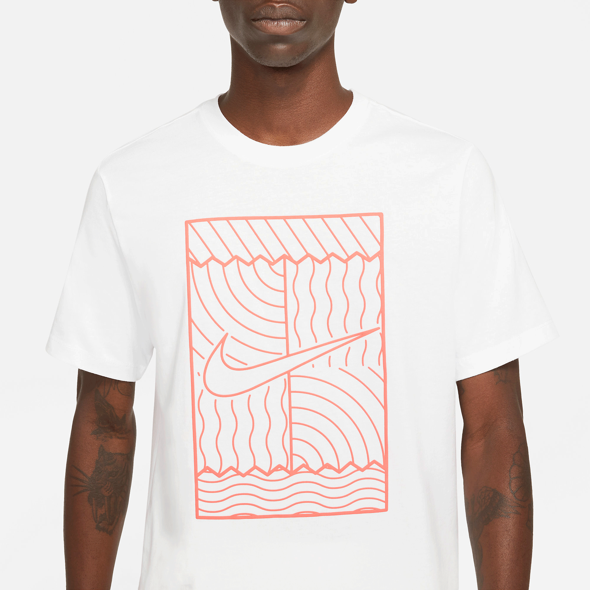 Nike Mens NikeCourt Tennis TShirt White/Bright Mango