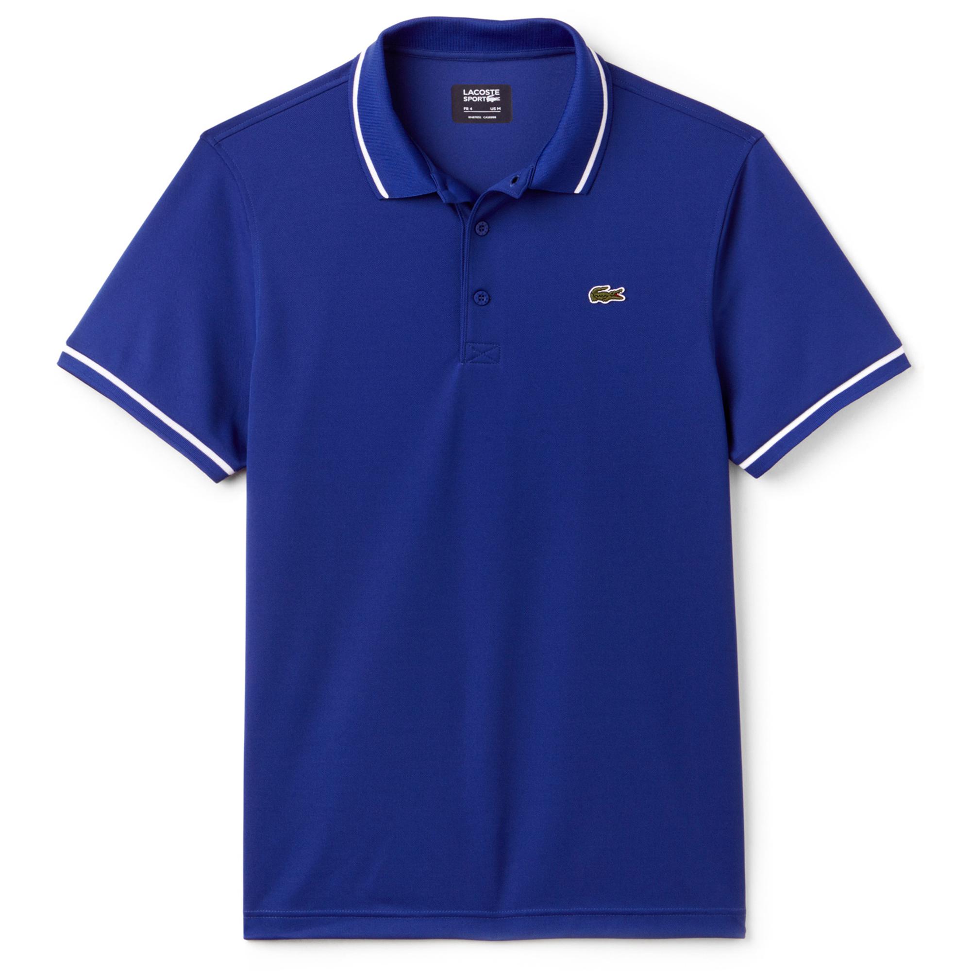 Lacoste Sport Mens Ultra-Dry Tennis Polo - Blue/White - Tennisnuts.com