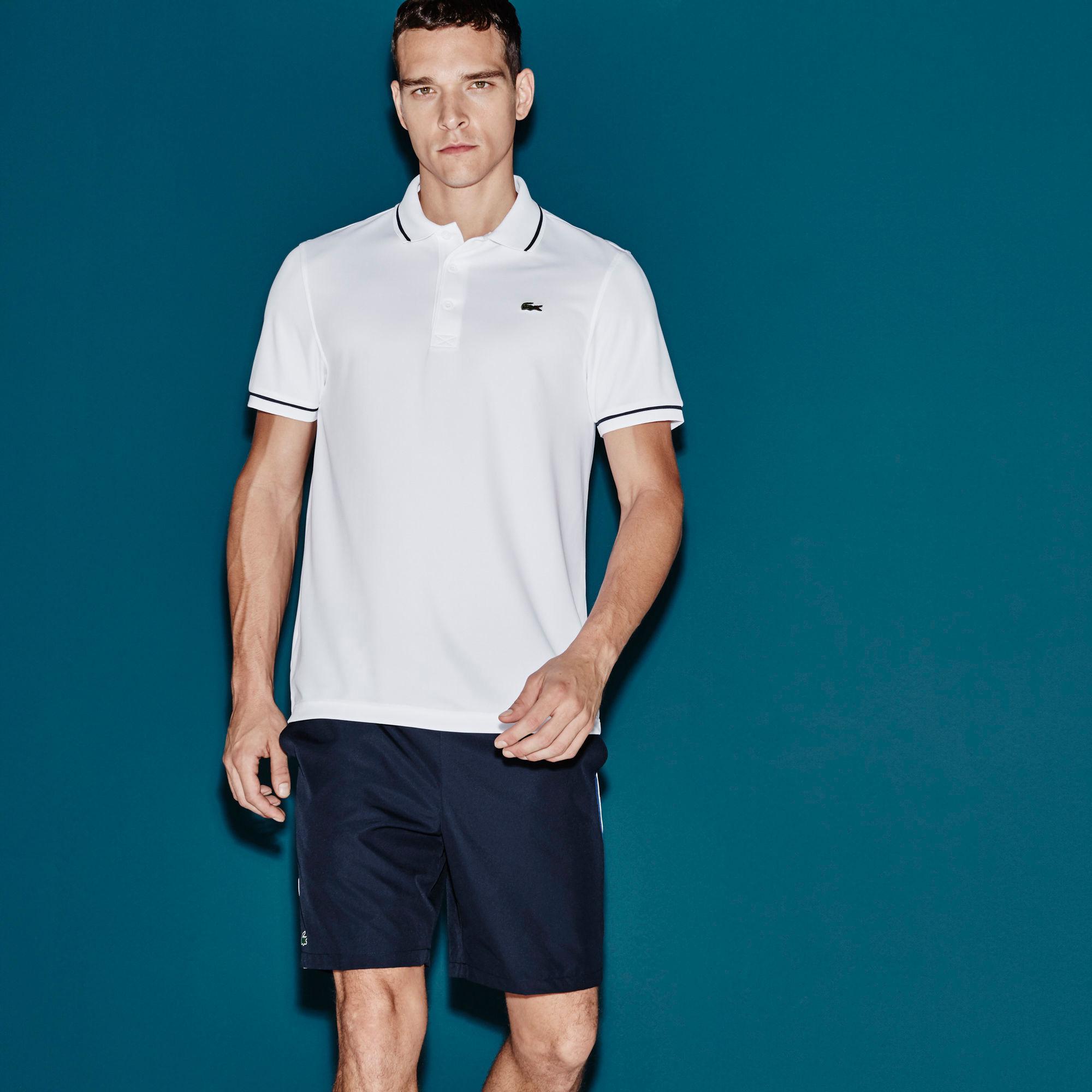 Lacoste Sport Mens Ultra-Dry Tennis Polo - White/Navy - Tennisnuts.com