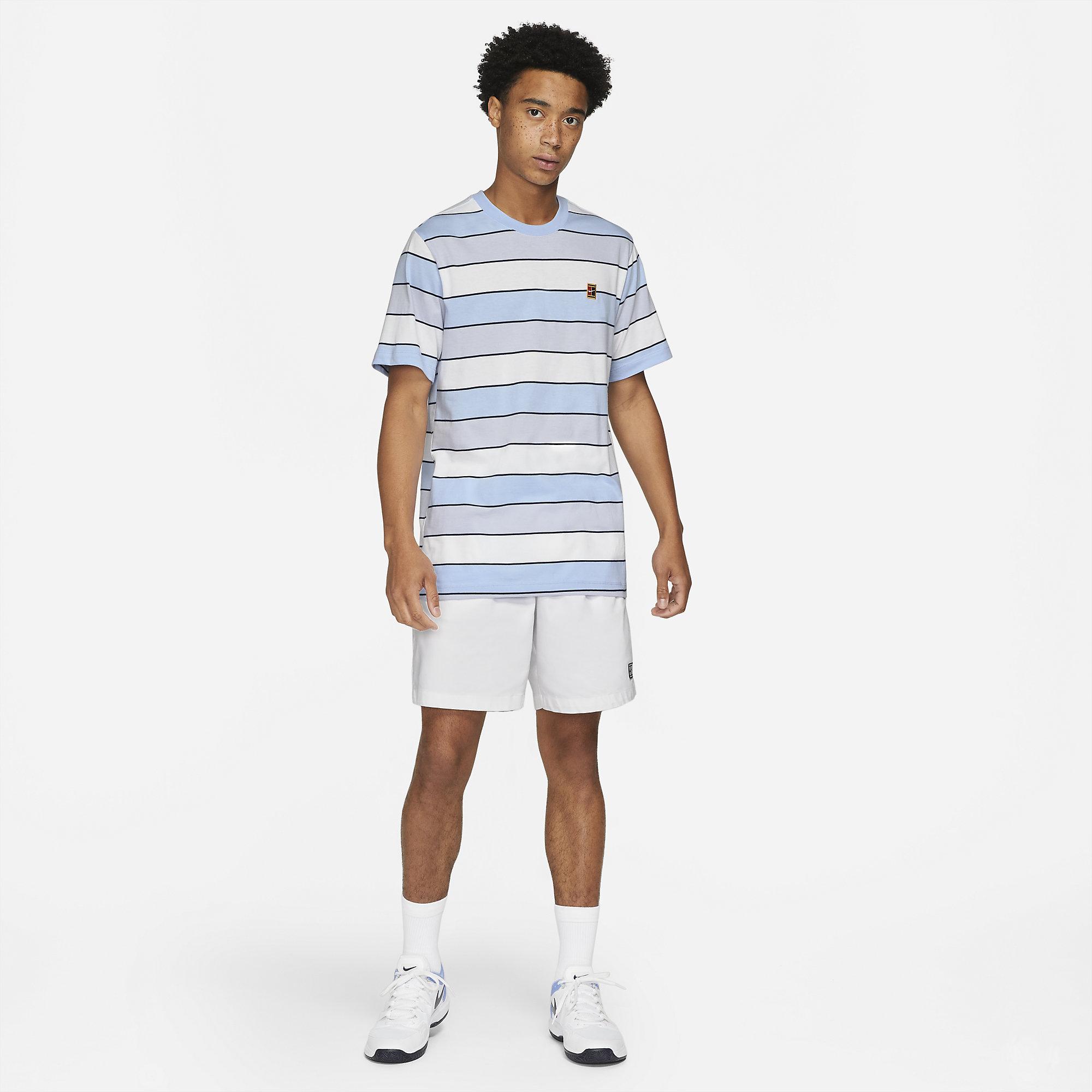 Nike Mens Striped T-Shirt - Aluminium - Tennisnuts.com
