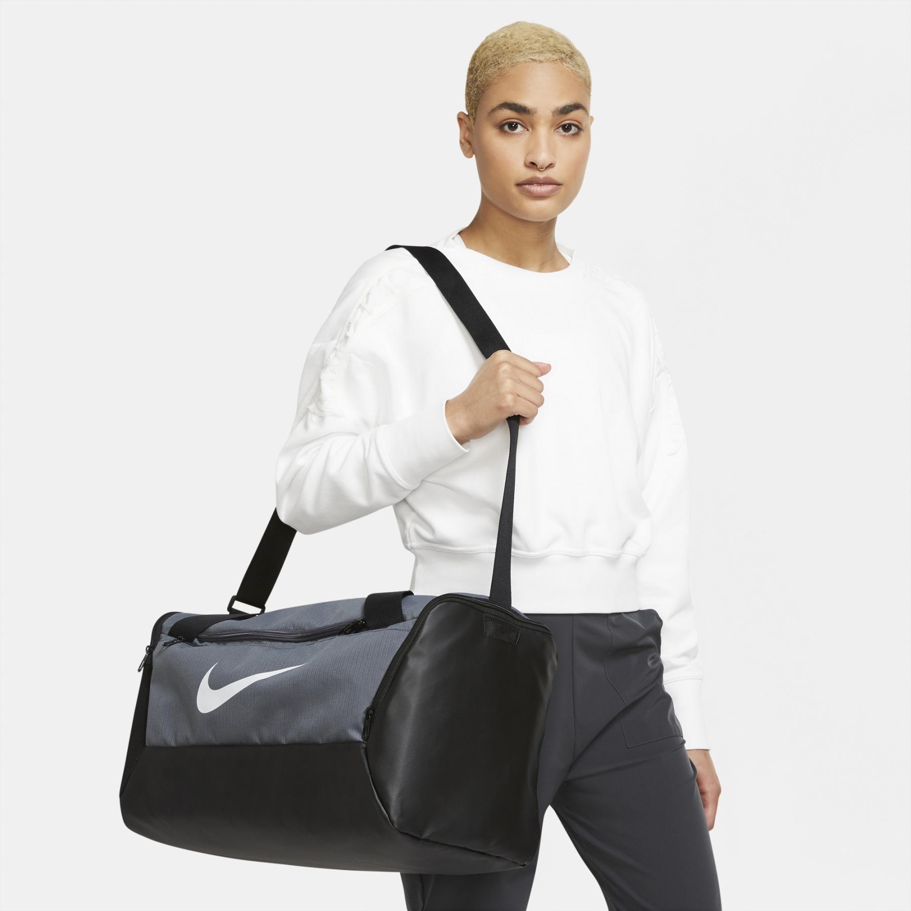 Nike Brasilia 9.5 Small Duffle Bag - Grey/Black - Tennisnuts.com