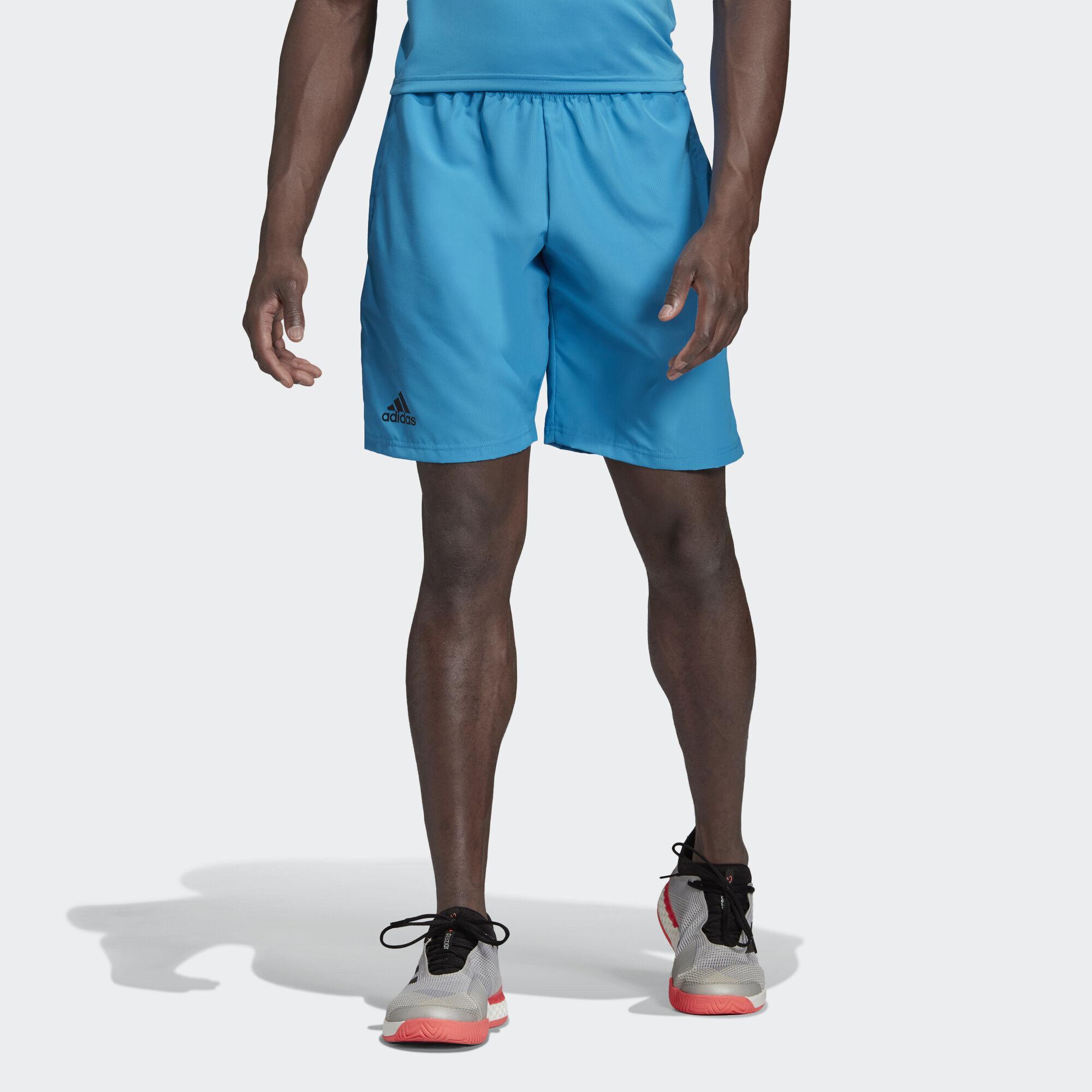 Adidas Mens Club 9 Inch Tennis Shorts Shock Cyan