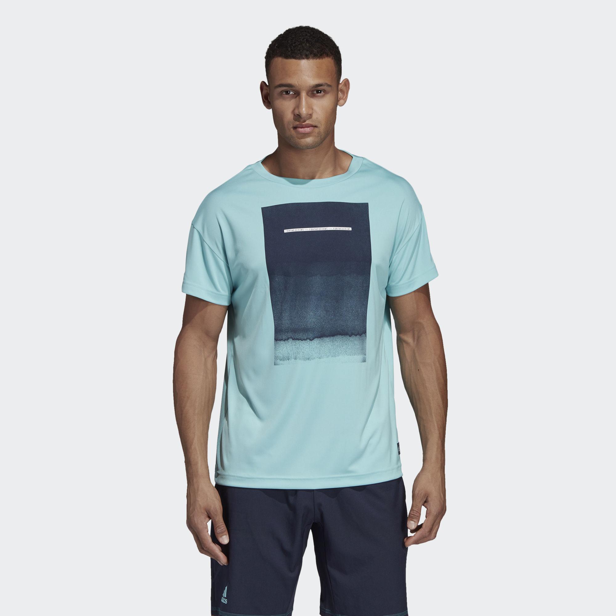 Adidas Mens Parley Graphic Tee - Blue - Tennisnuts.com