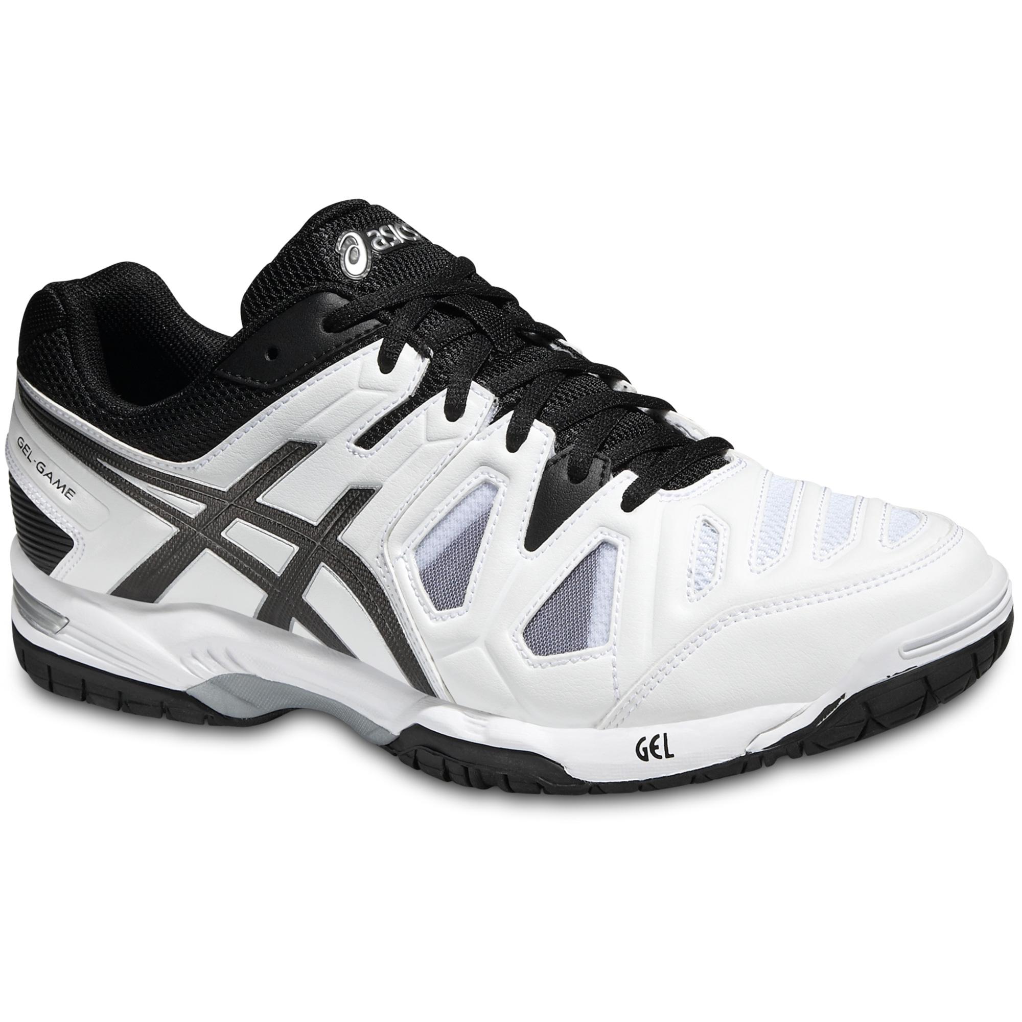 Asics GEL-Game 5 Tennis Shoes - White/Black/Silver - Tennisnuts.com