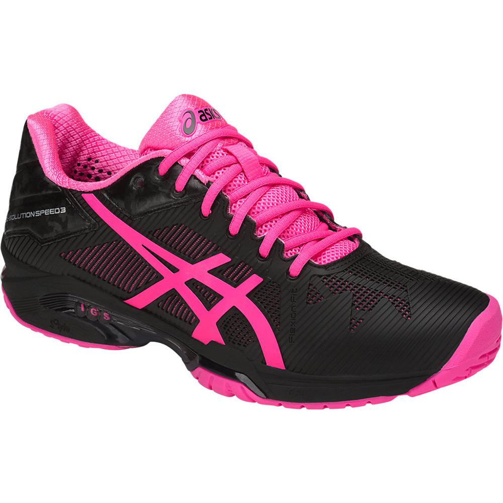 Asics Womens GEL-Solution Speed 3 Tennis Shoes - Black/Hot Pink/Silver - 0