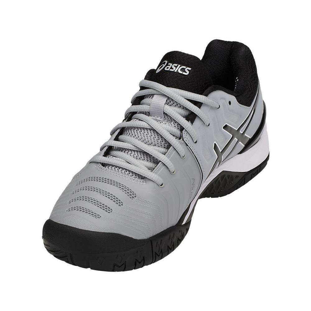 Asics Mens GELResolution 7 Tennis Shoes Mid Grey/Black/White
