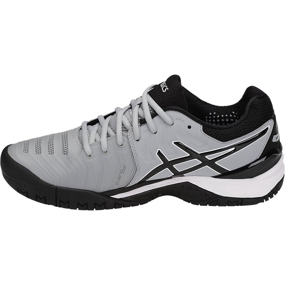 Asics Mens GEL-Resolution 7 Tennis Shoes - Mid Grey/Black/White ...