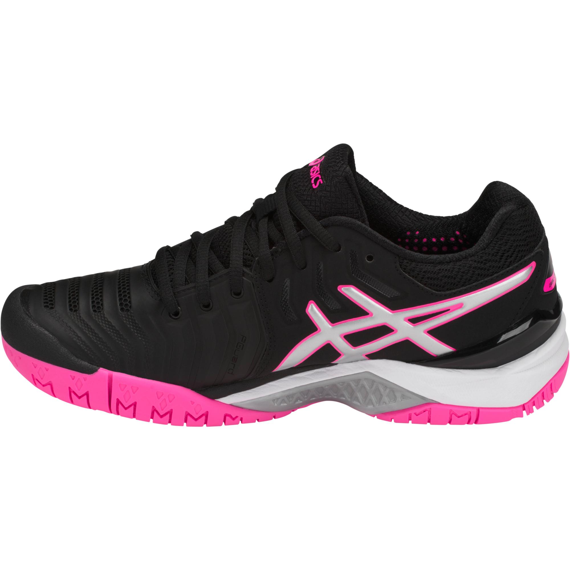 Asics Womens GEL-Resolution 7 Tennis Shoes - Black/Silver/Hot Pink ...