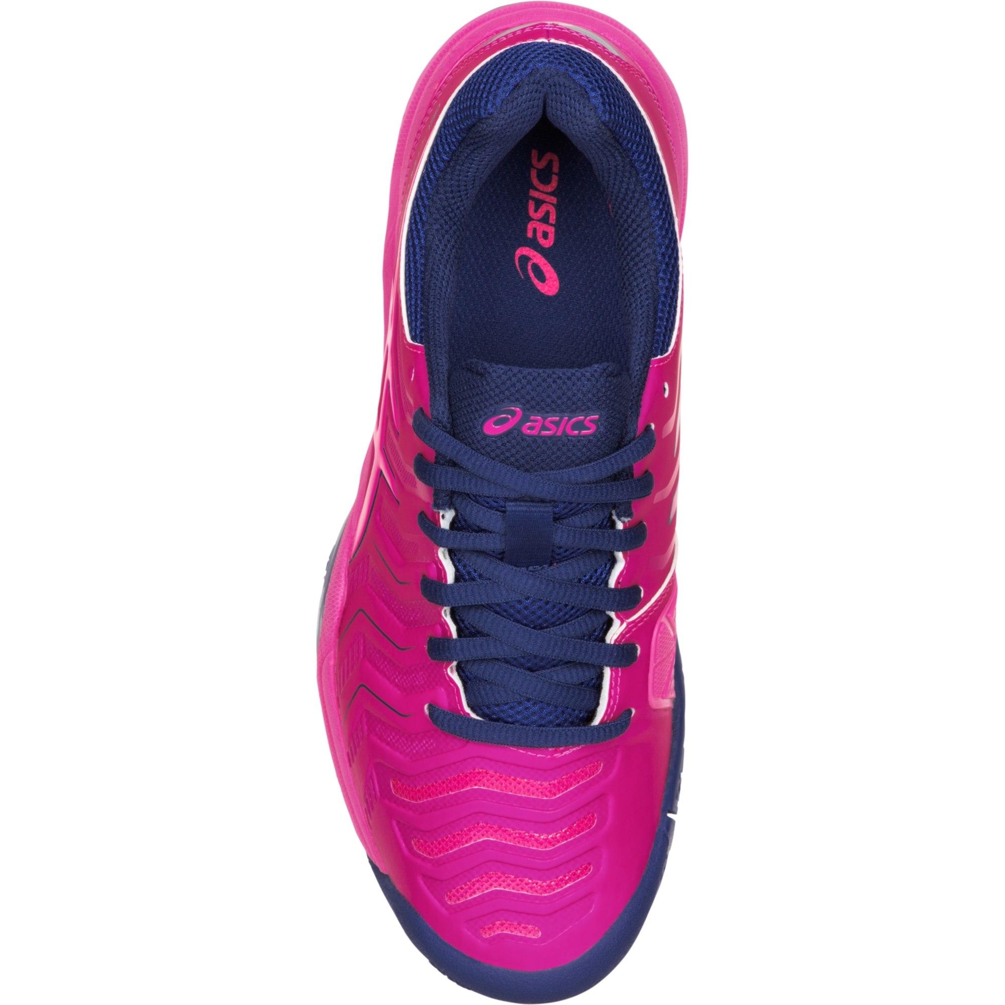 Asics Womens GELChallenger 11 Tennis Shoes Pink Glow/Blue Print
