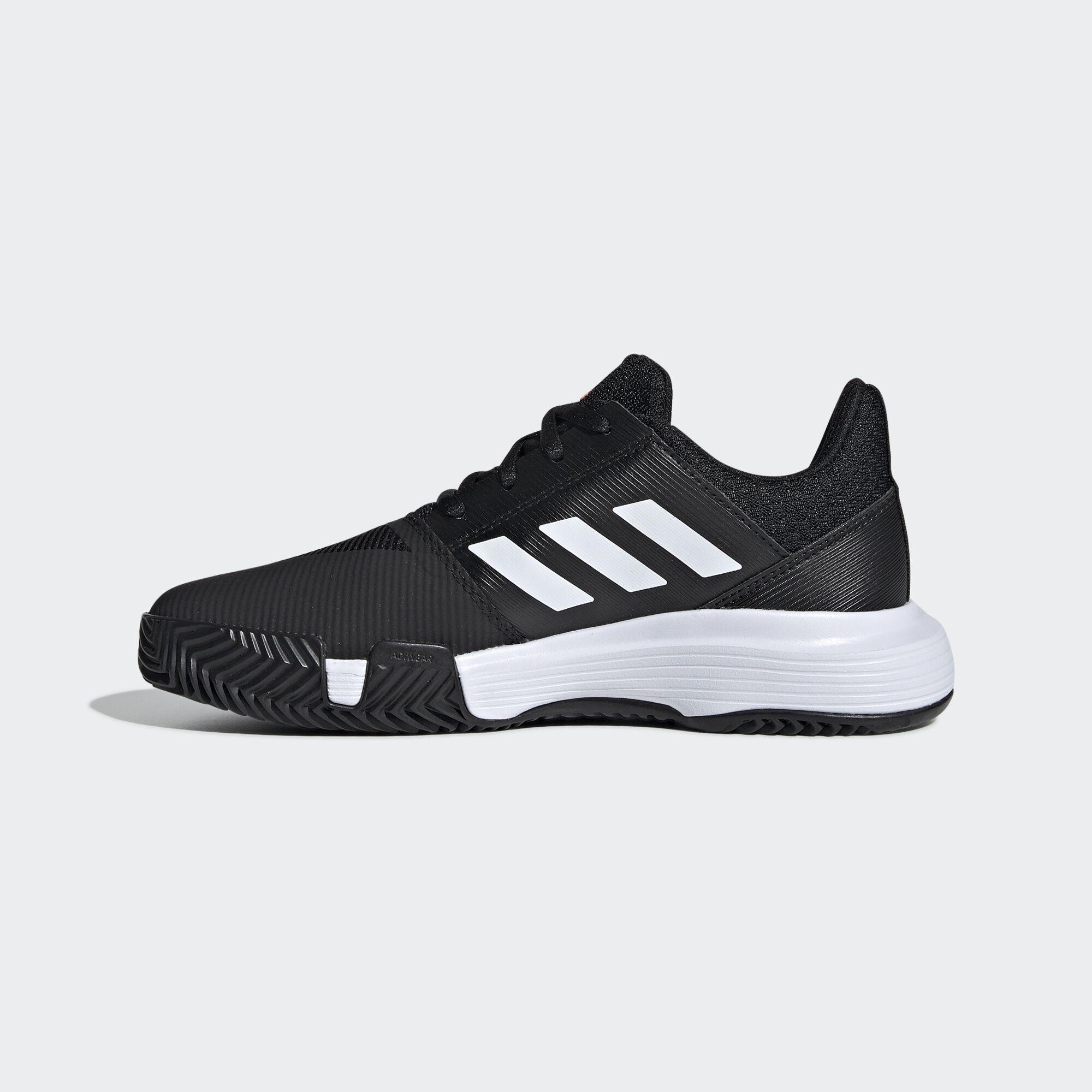 Adidas Kids CourtJam XJ Tennis Shoes - Black/White - Tennisnuts.com