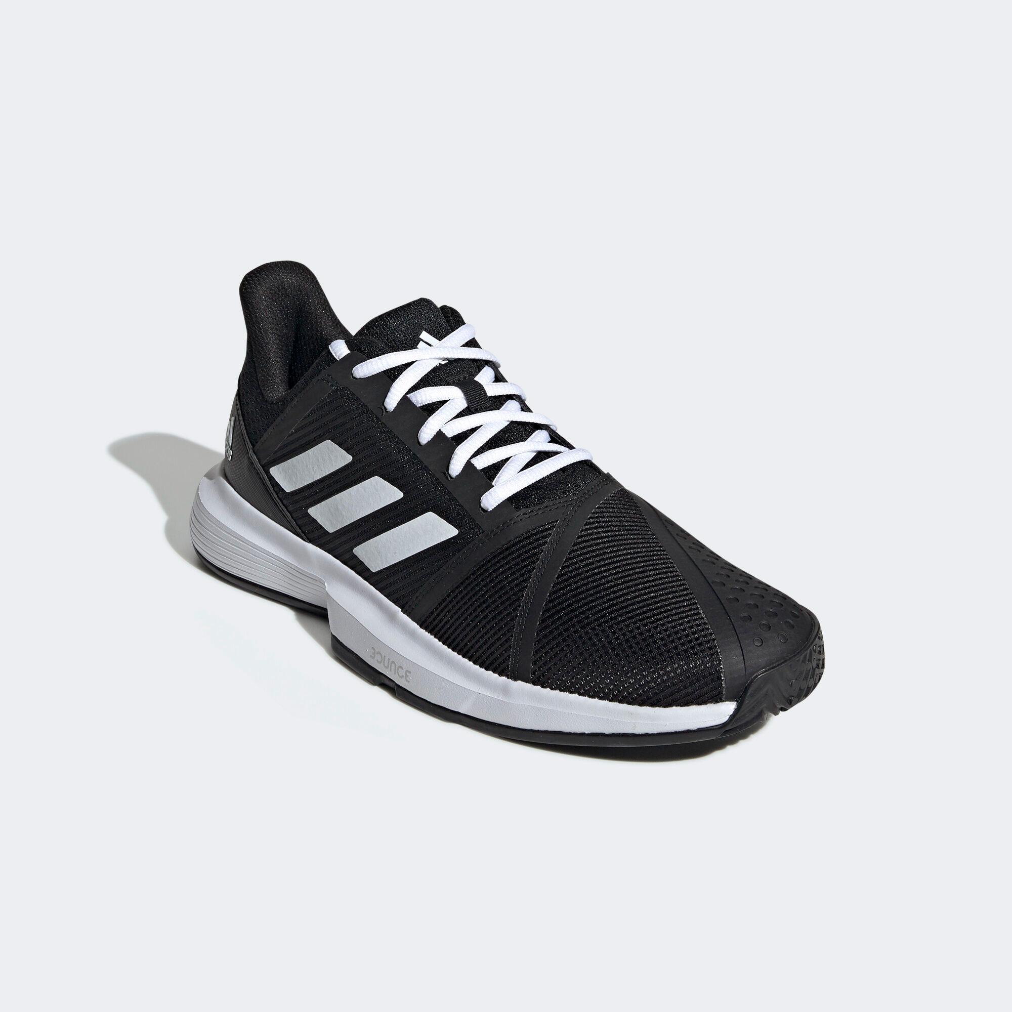 Adidas Mens CourtJam Bounce Tennis Shoes - Black/White - Tennisnuts.com