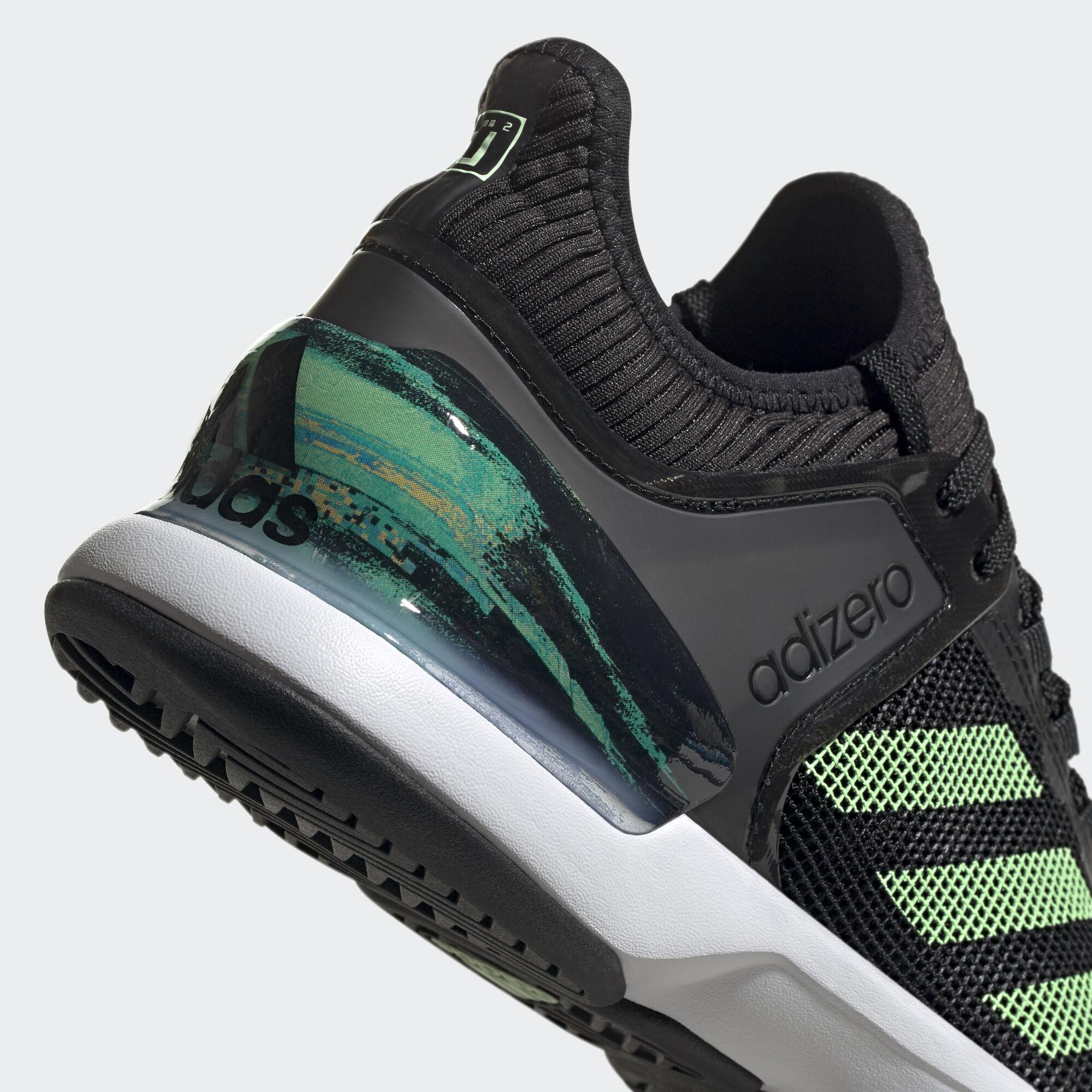 Adidas Mens Adizero Ubersonic 2 Tennis Shoes - Black/Green - Tennisnuts.com