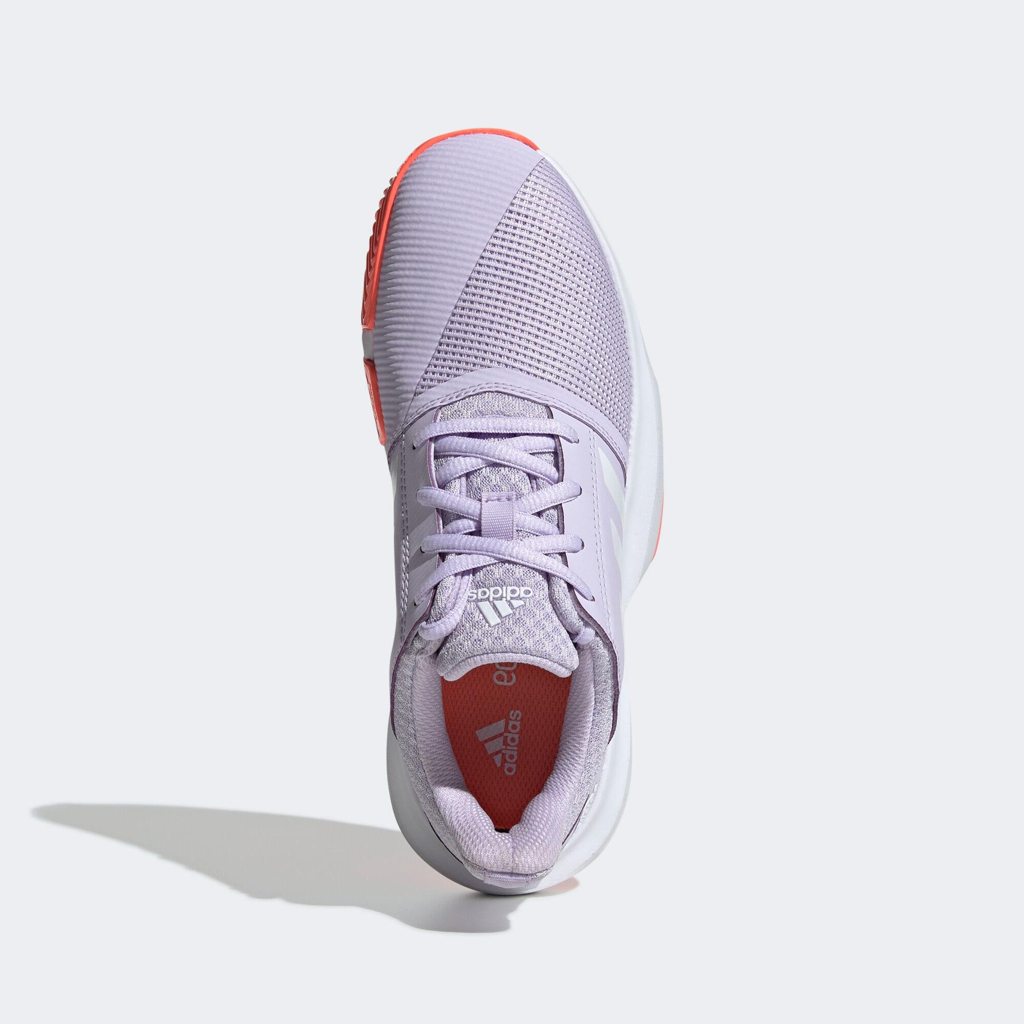 Adidas Kids CourtJam XJ Tennis Shoes - Purple/White/Orange - Tennisnuts.com