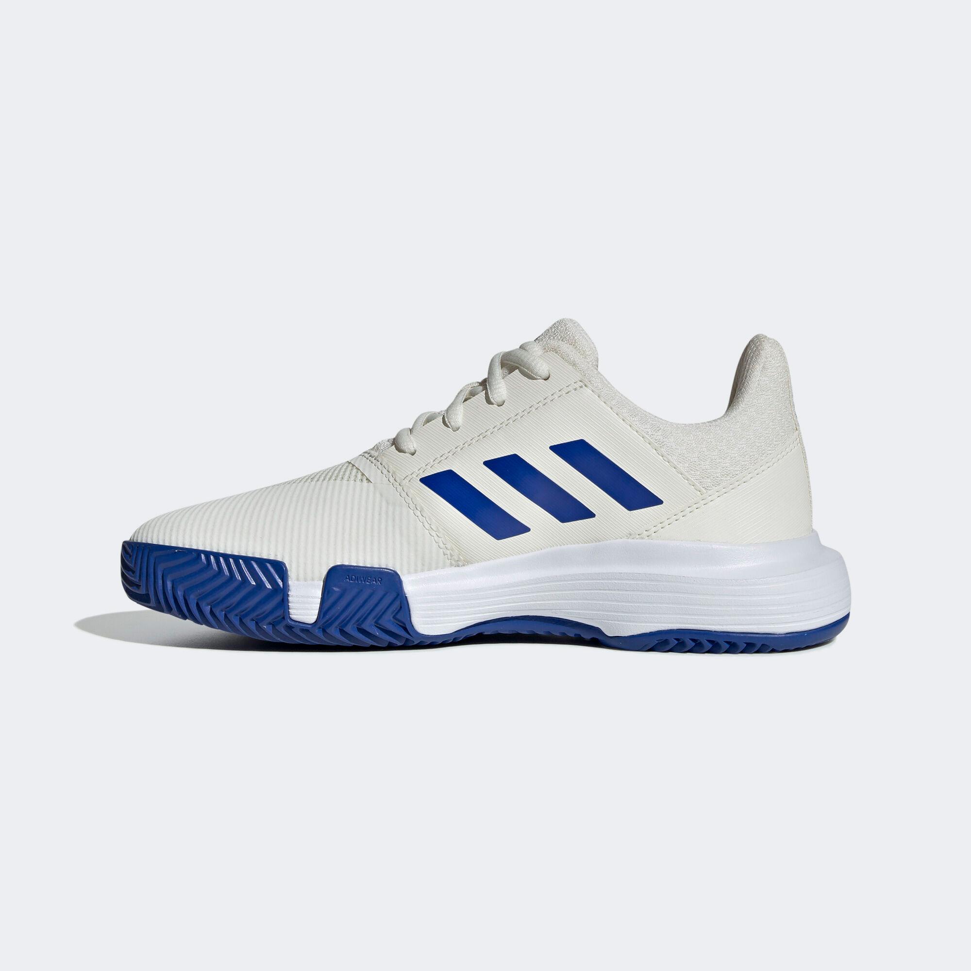 Adidas Kids CourtJam XJ Tennis Shoes - Off White/Blue - Tennisnuts.com