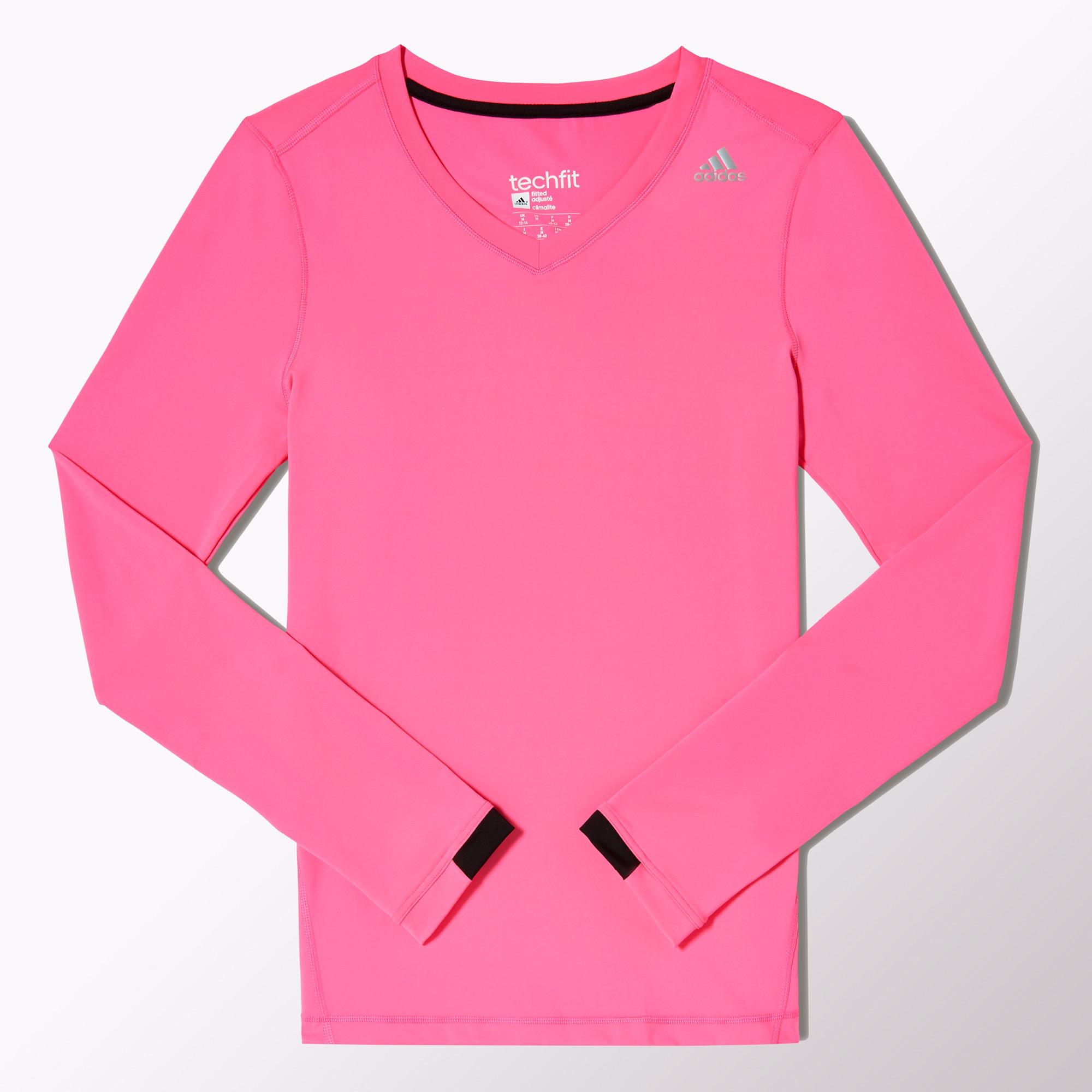 Adidas Womens Techfit Long Sleeve Top - Solar Pink - Tennisnuts.com
