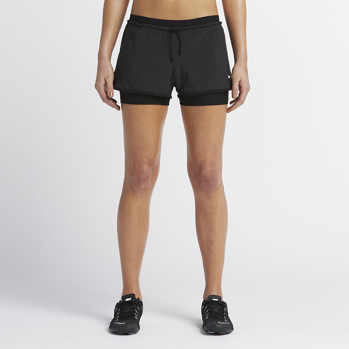 Download Nike Womens Full Flex 2-in-1 Training Shorts - Black/White ...