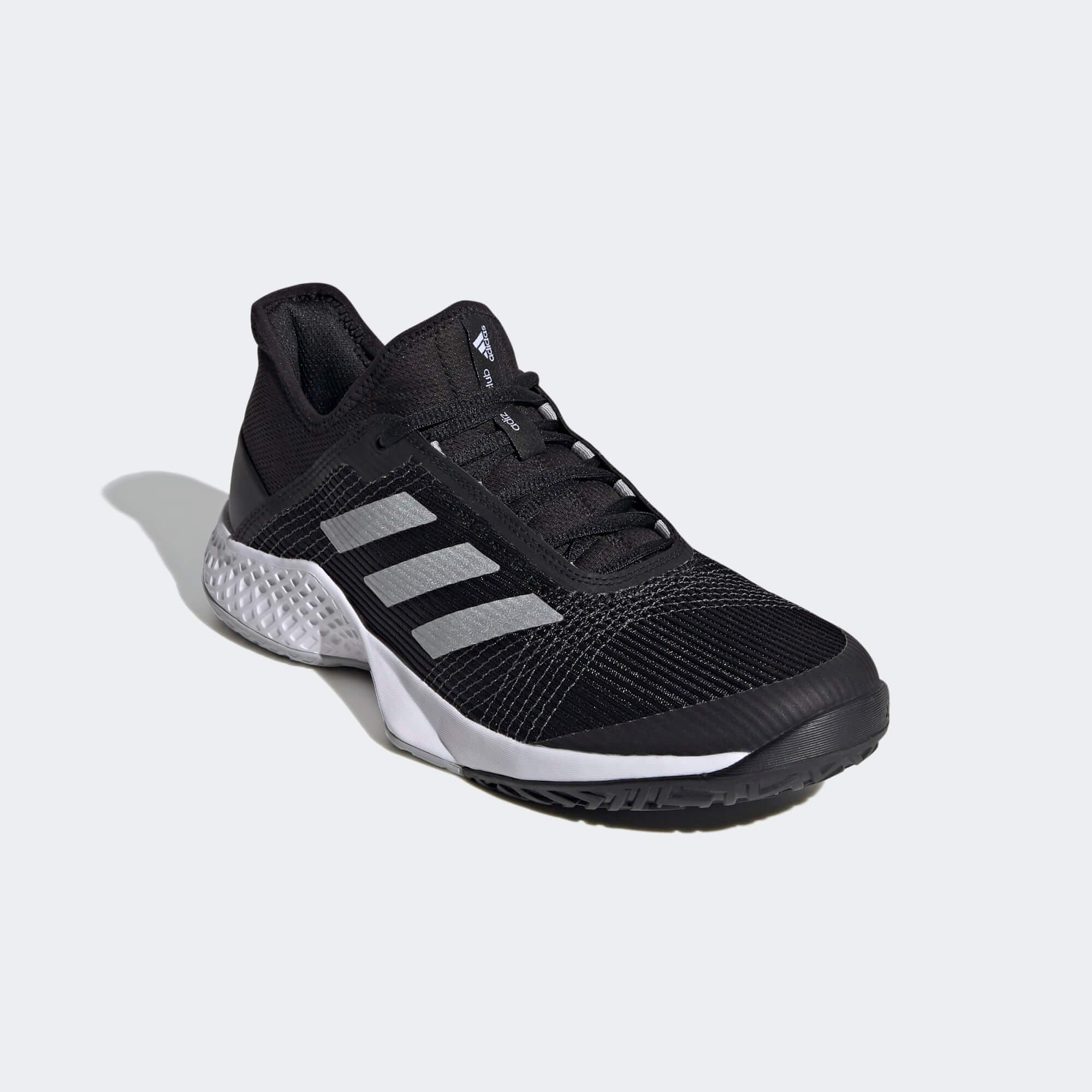 Adidas Mens Adizero Club Tennis Shoes - Black/Silver - Tennisnuts.com