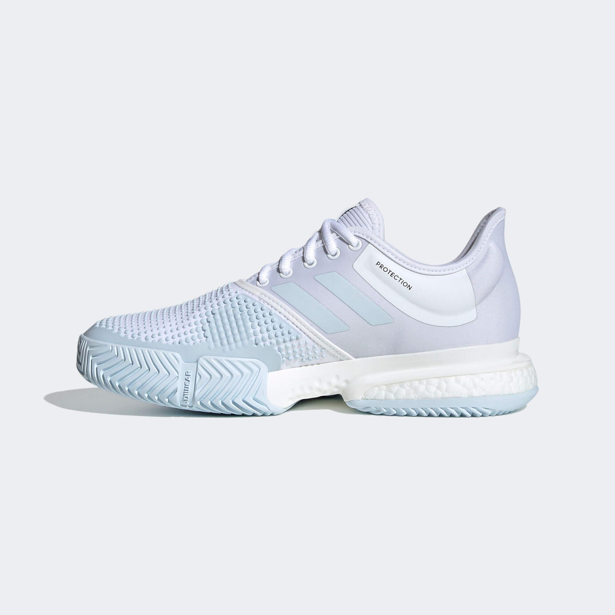 Adidas Womens SoleCourt Tennis Shoes - Cloud White/Sky Tint ...
