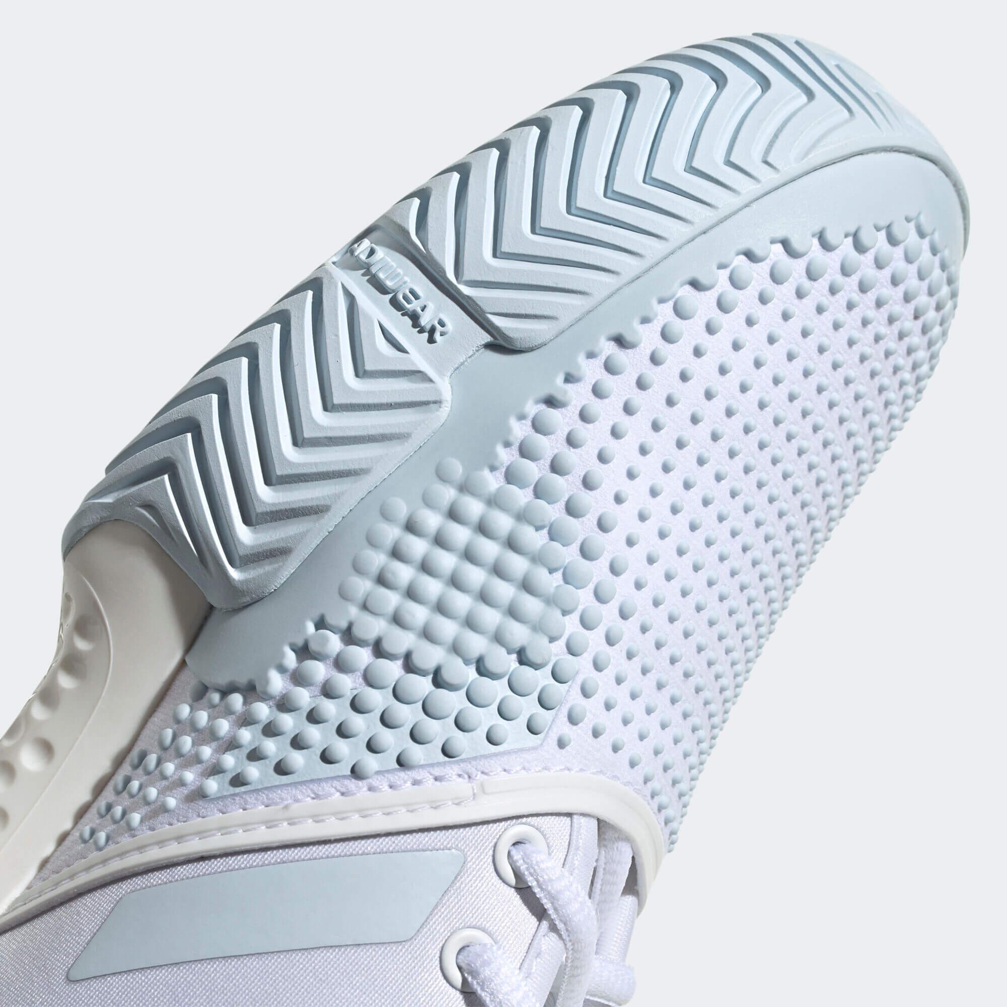 Adidas Womens SoleCourt Tennis Shoes - Cloud White/Sky Tint - Tennisnuts.com