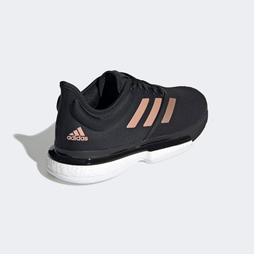 Adidas Womens SoleCourt Tennis Shoes - Black/Gold - Tennisnuts.com
