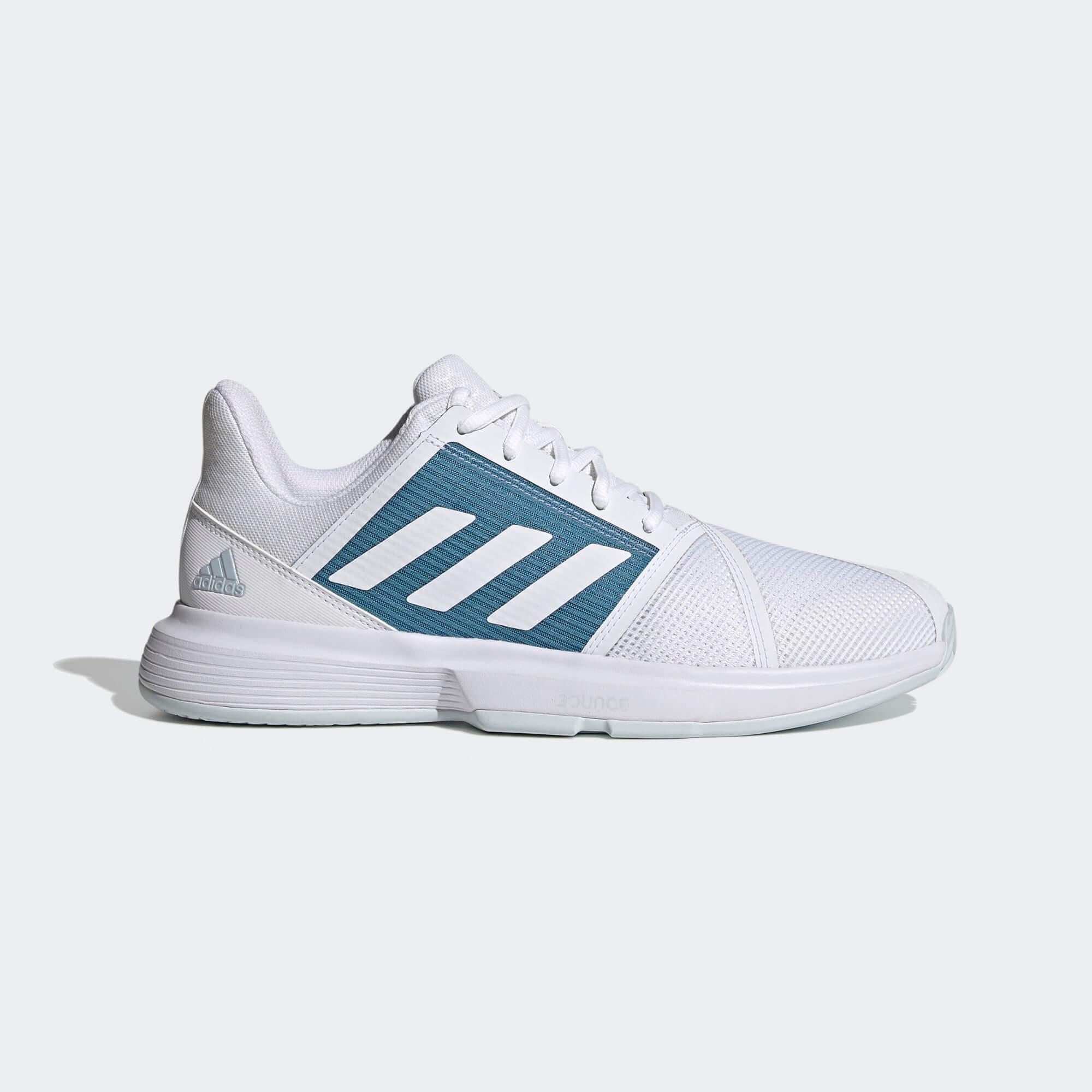 Adidas Mens CourtJam Bounce Tennis Shoes - Cloud White/Hazy Blue ...