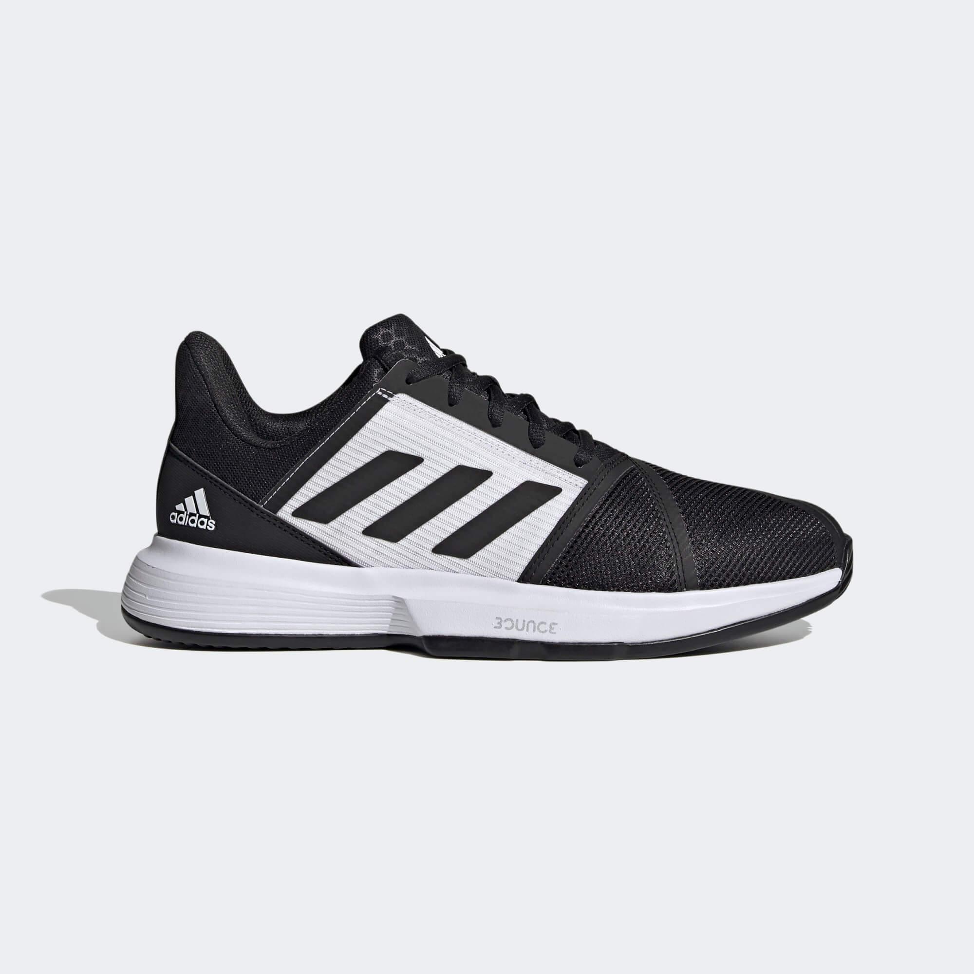 Adidas Mens CourtJam Bounce Clay Tennis Shoes - Black/White