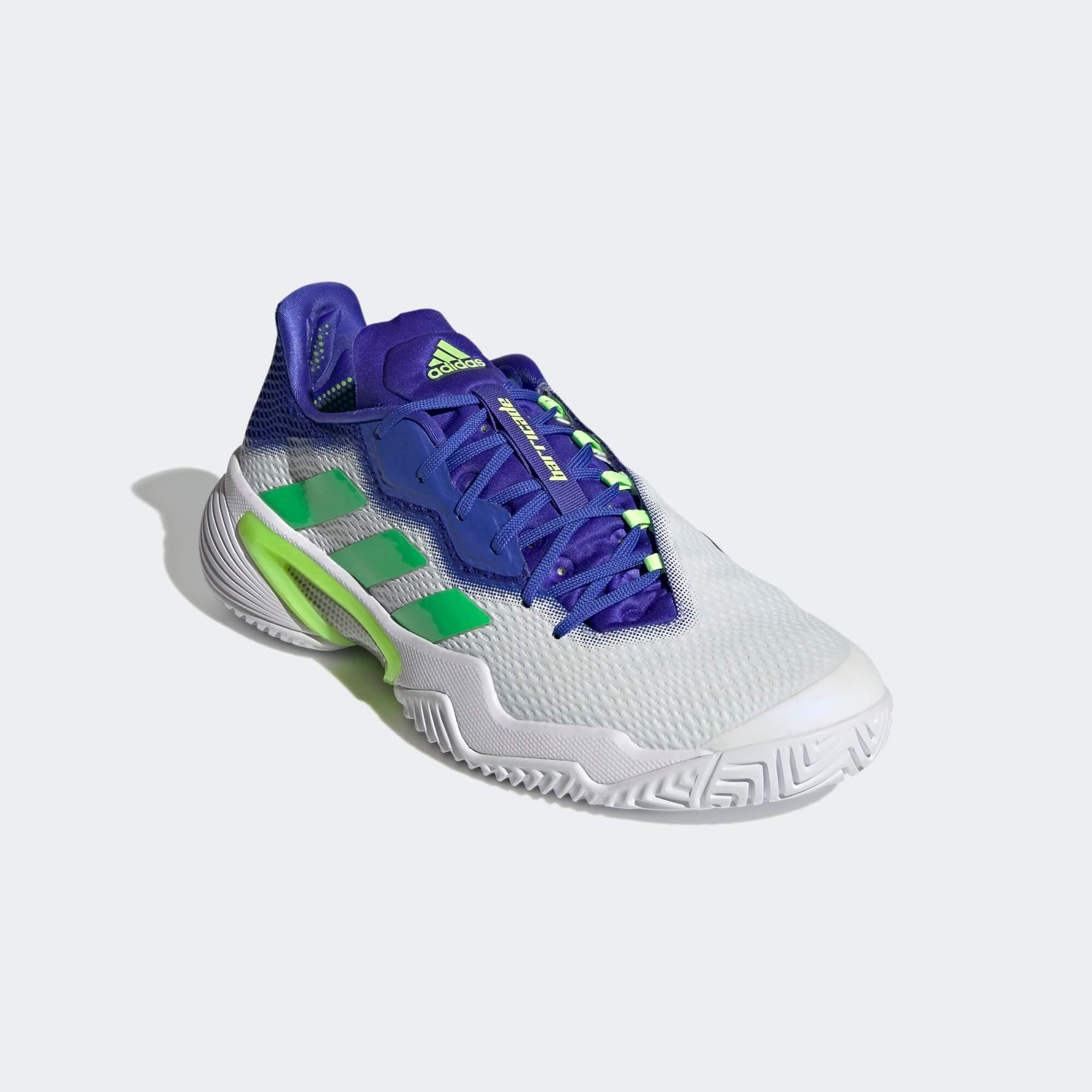 Adidas Mens Barricade Tennis Shoes White/Green/Blue