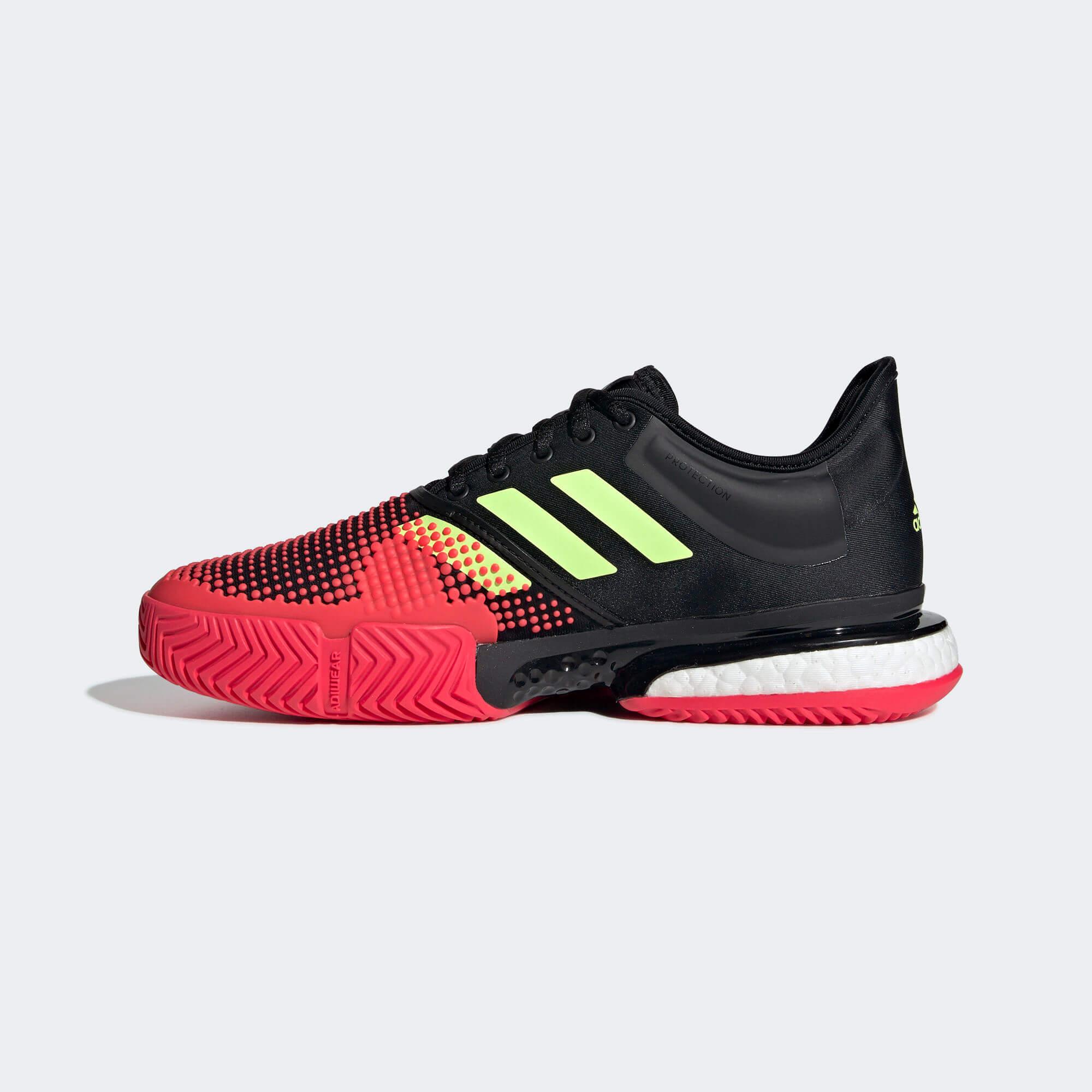 Adidas Womens SoleCourt Tennis Shoes - Black/Shock Red - 0