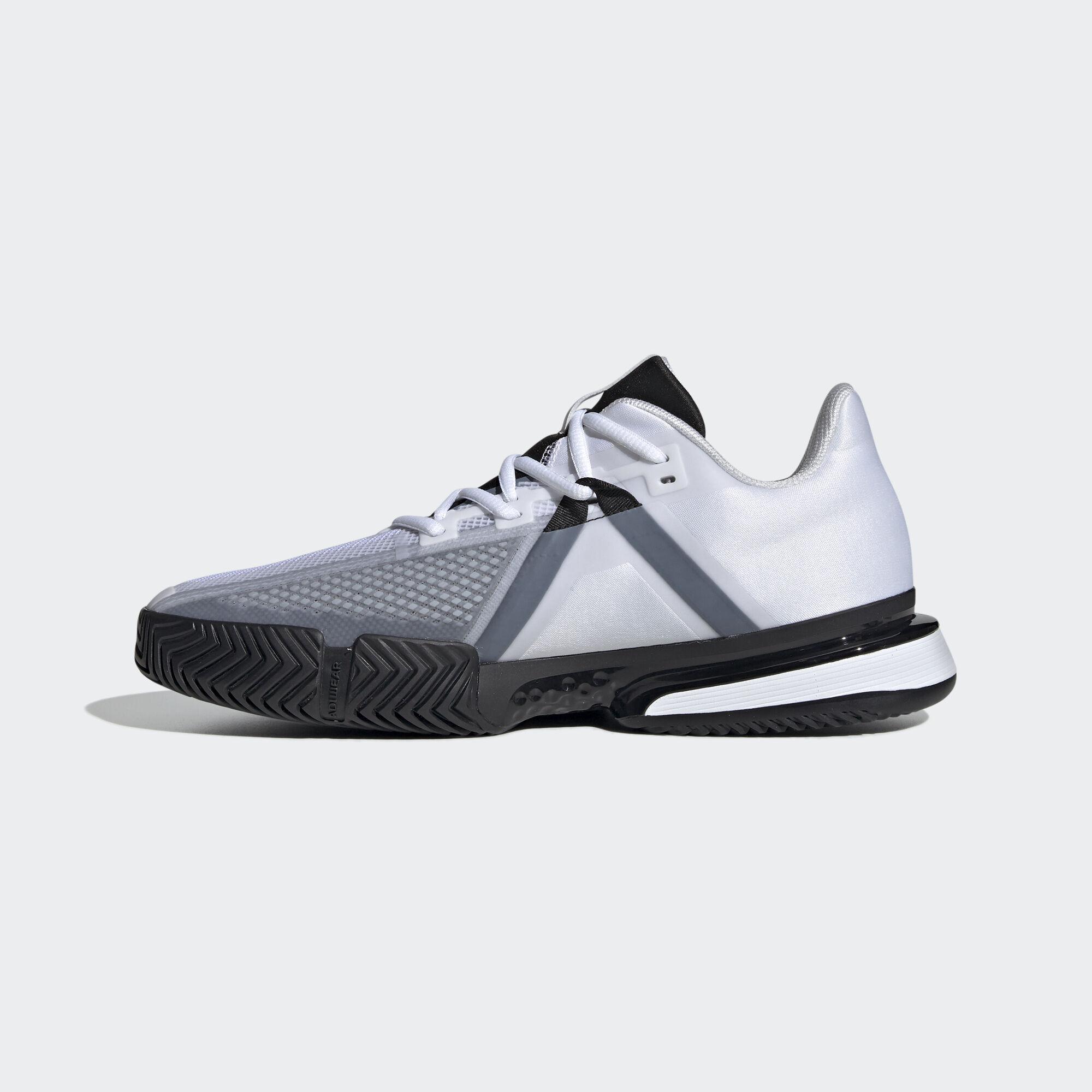 Adidas Mens SoleMatch Bounce Tennis Shoes - White/Core Black - Tennisnuts.com