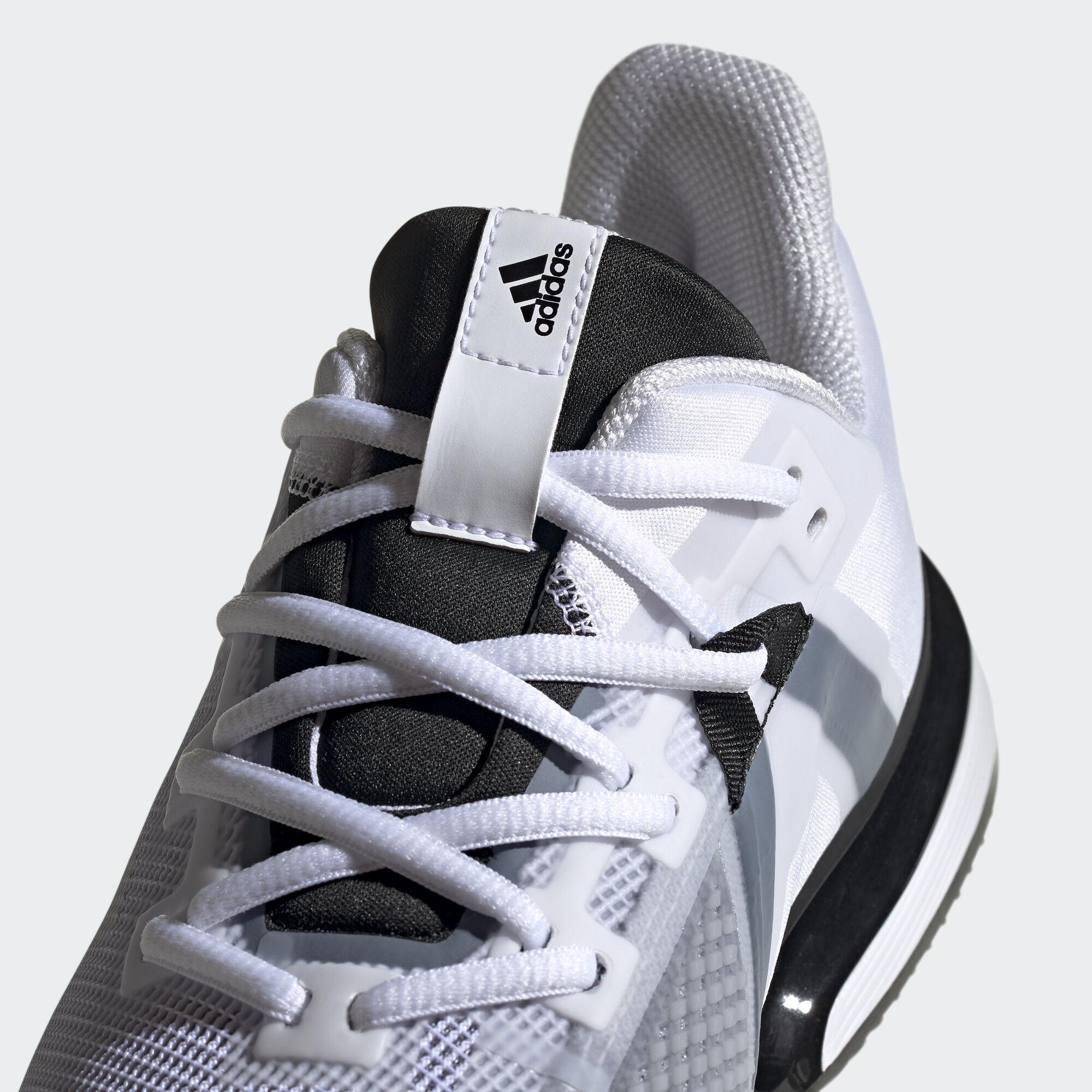 Adidas Mens SoleMatch Bounce Tennis Shoes - White/Core Black - Tennisnuts.com