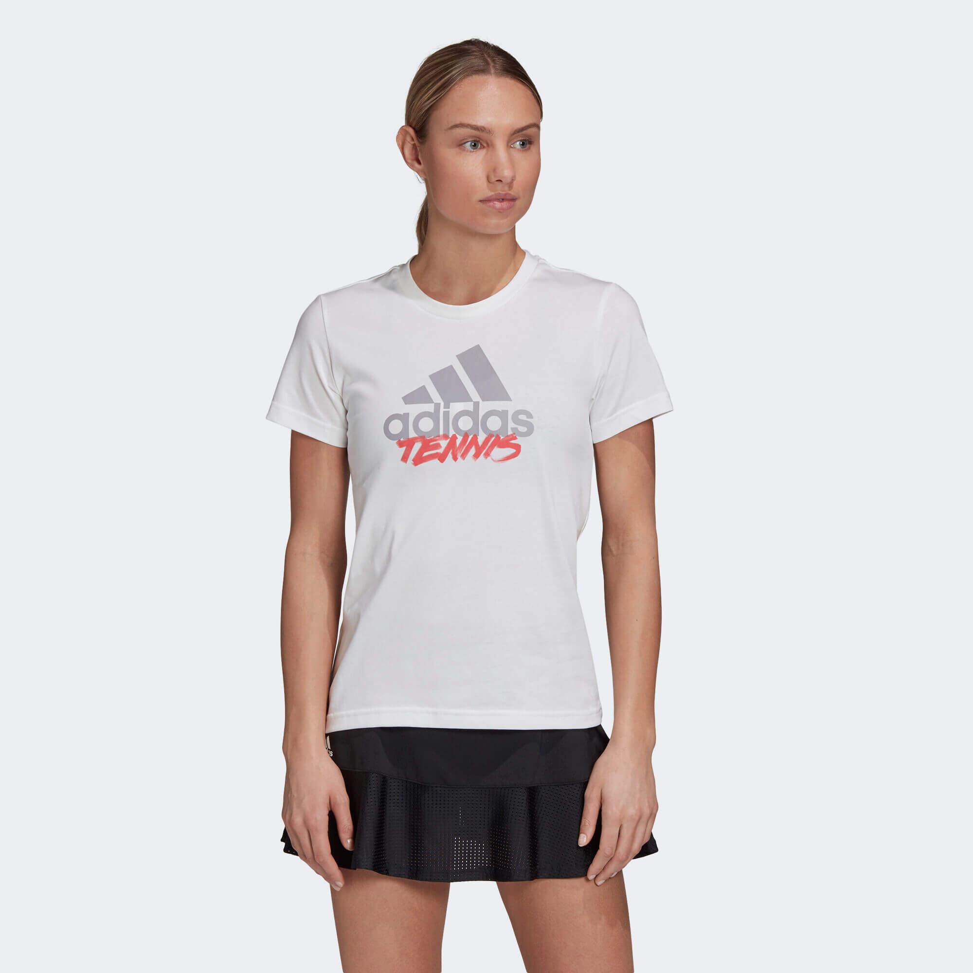 Adidas Womens Tennis Graphic Logo TShirt White