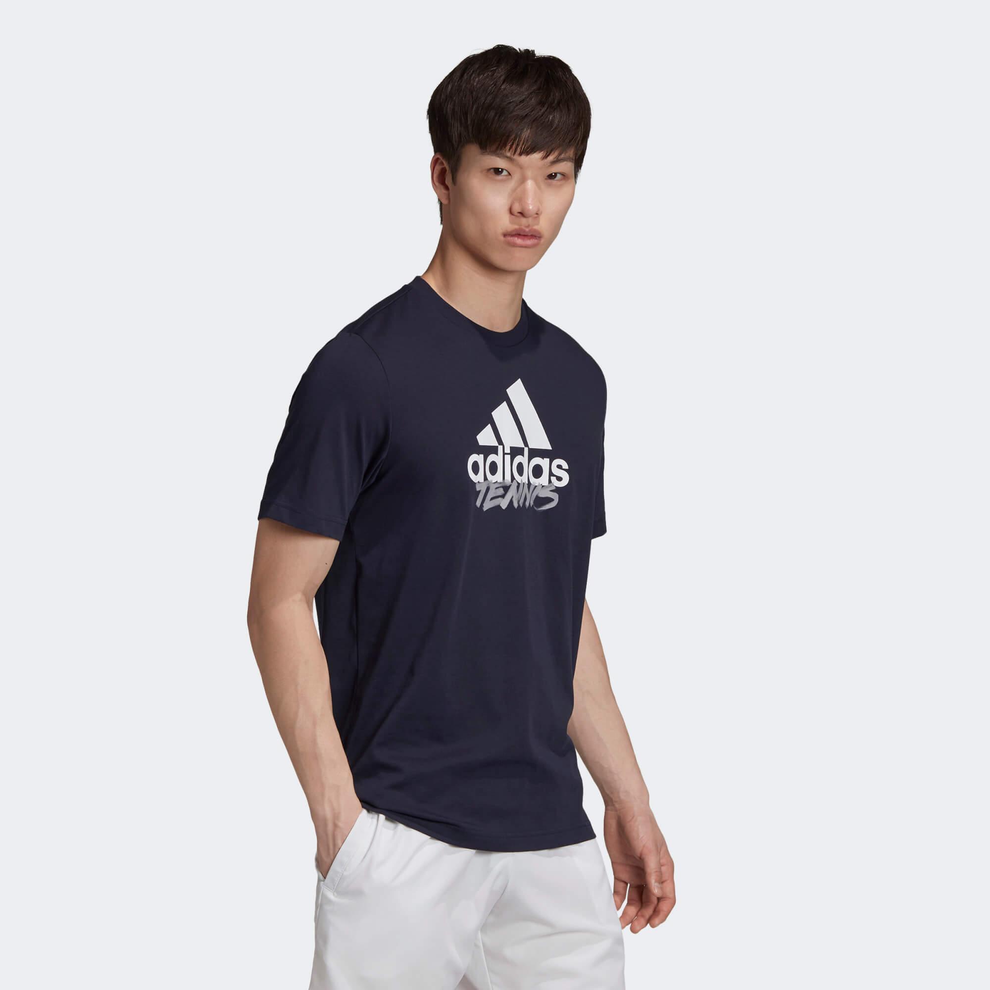 Adidas Mens Tennis Graphic Logo T-Shirt - Legend Ink - Tennisnuts.com