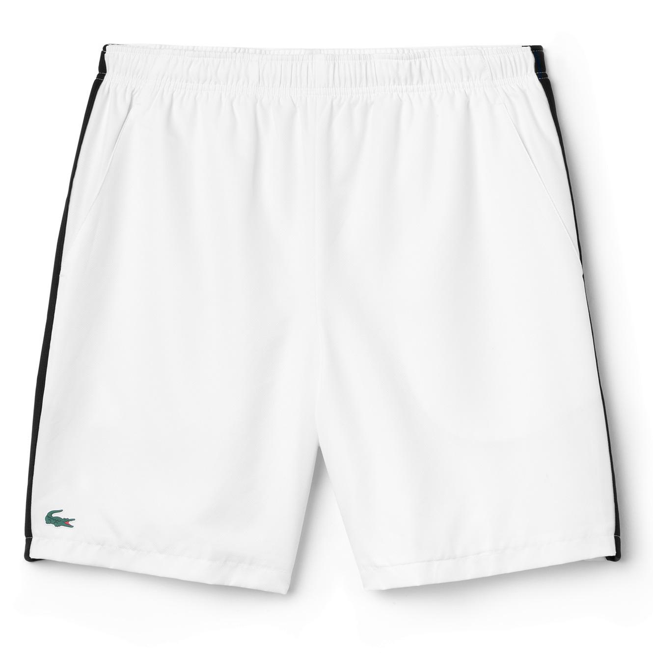 Lacoste Sport Mens Mesh Panel Tennis Shorts - White - Tennisnuts.com
