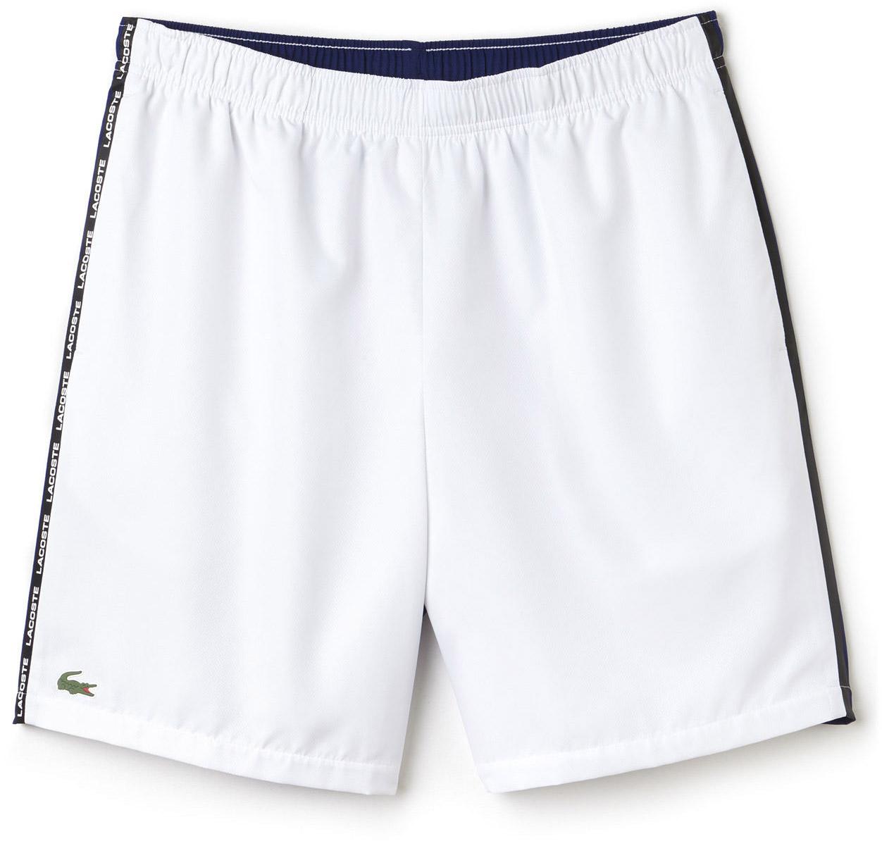 Lacoste Mens Colourblock Shorts - White/Ocean Blue - Tennisnuts.com