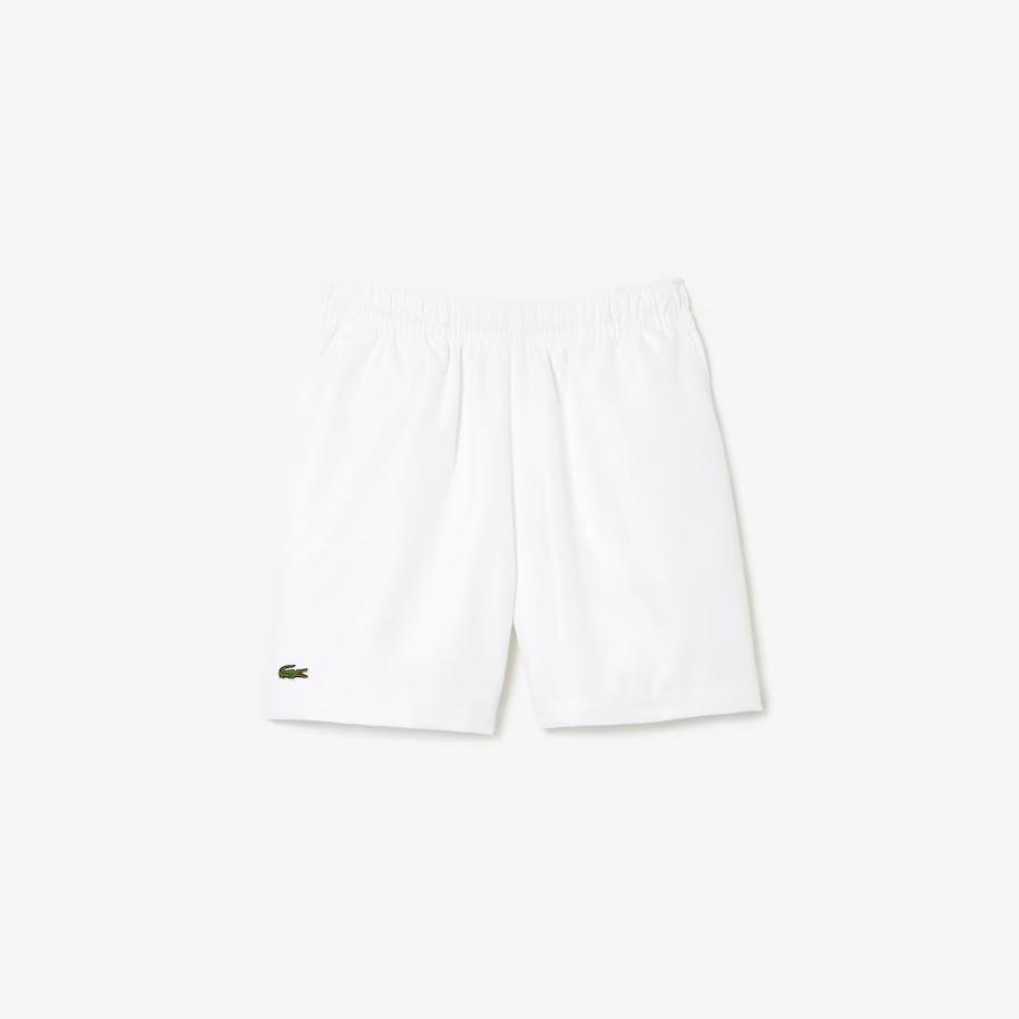 Lacoste Boys Diamond Taffeta Tennis Shorts - White - Tennisnuts.com