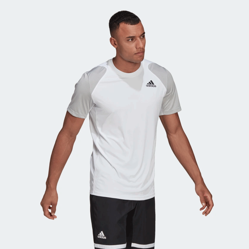 Adidas Mens Club Tennis 3-Stripes Club T-Shirt - White/Grey Two ...