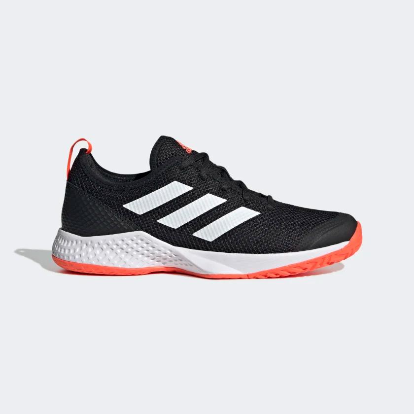 Adidas Mens Court Control Tennis Shoes - Core Black/Solar Red - Tennisnuts.com
