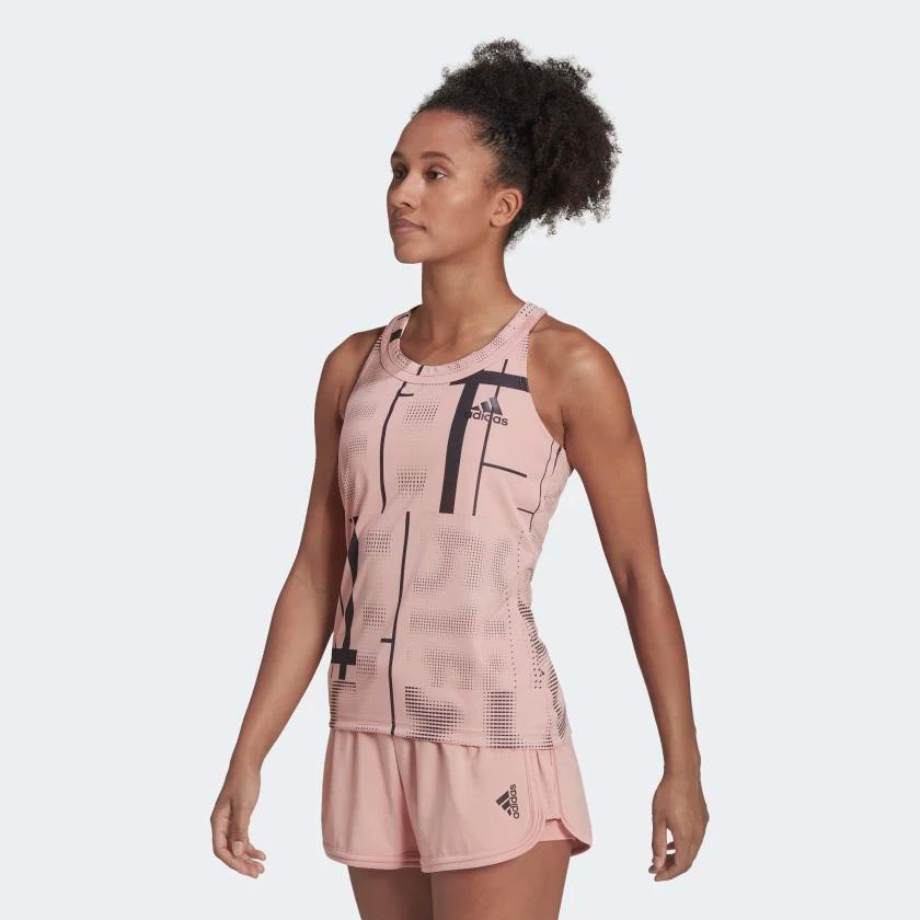 Adidas Womens Club Graphic Tank Top - Wonder Mauve/Black - Tennisnuts.com